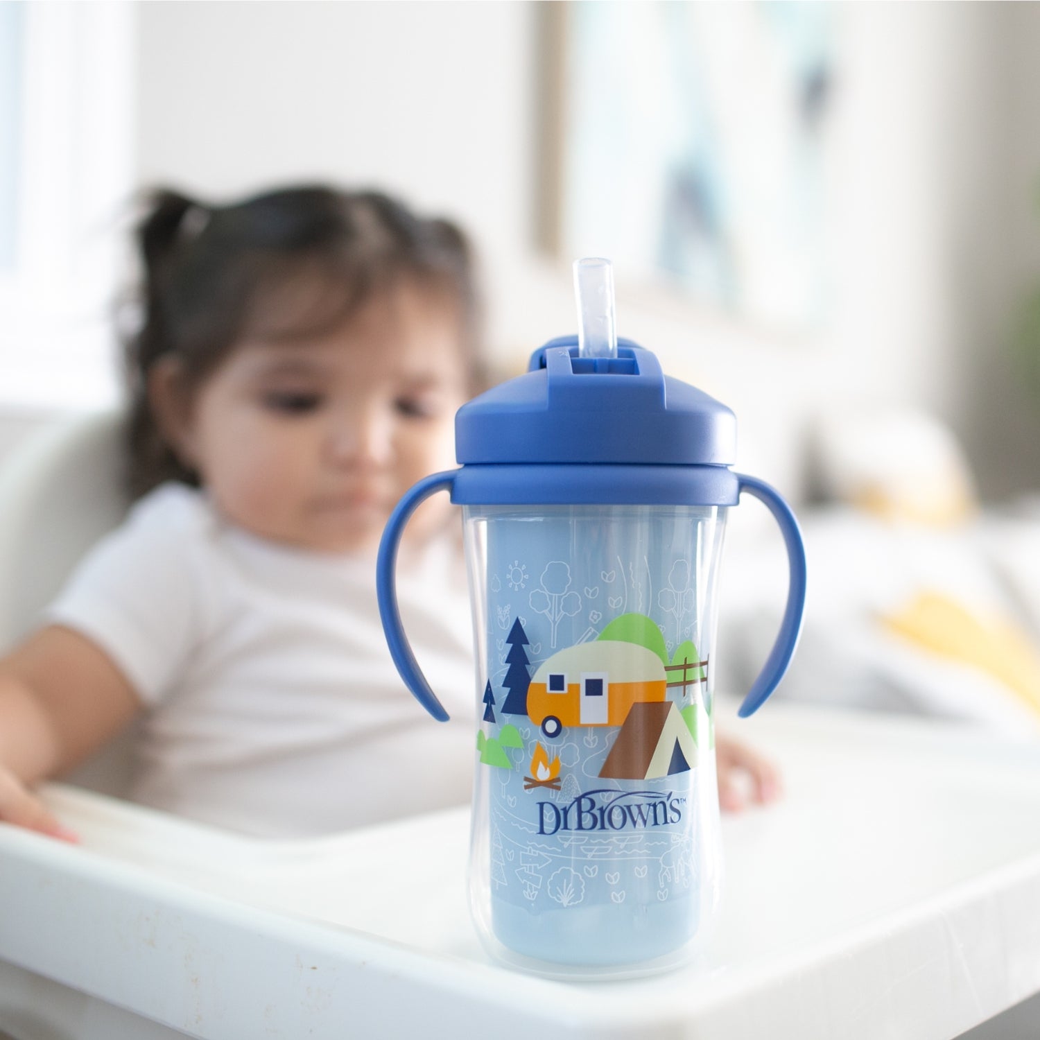 VASO CON CAÑITA 10OZ CON ASAS - Azul