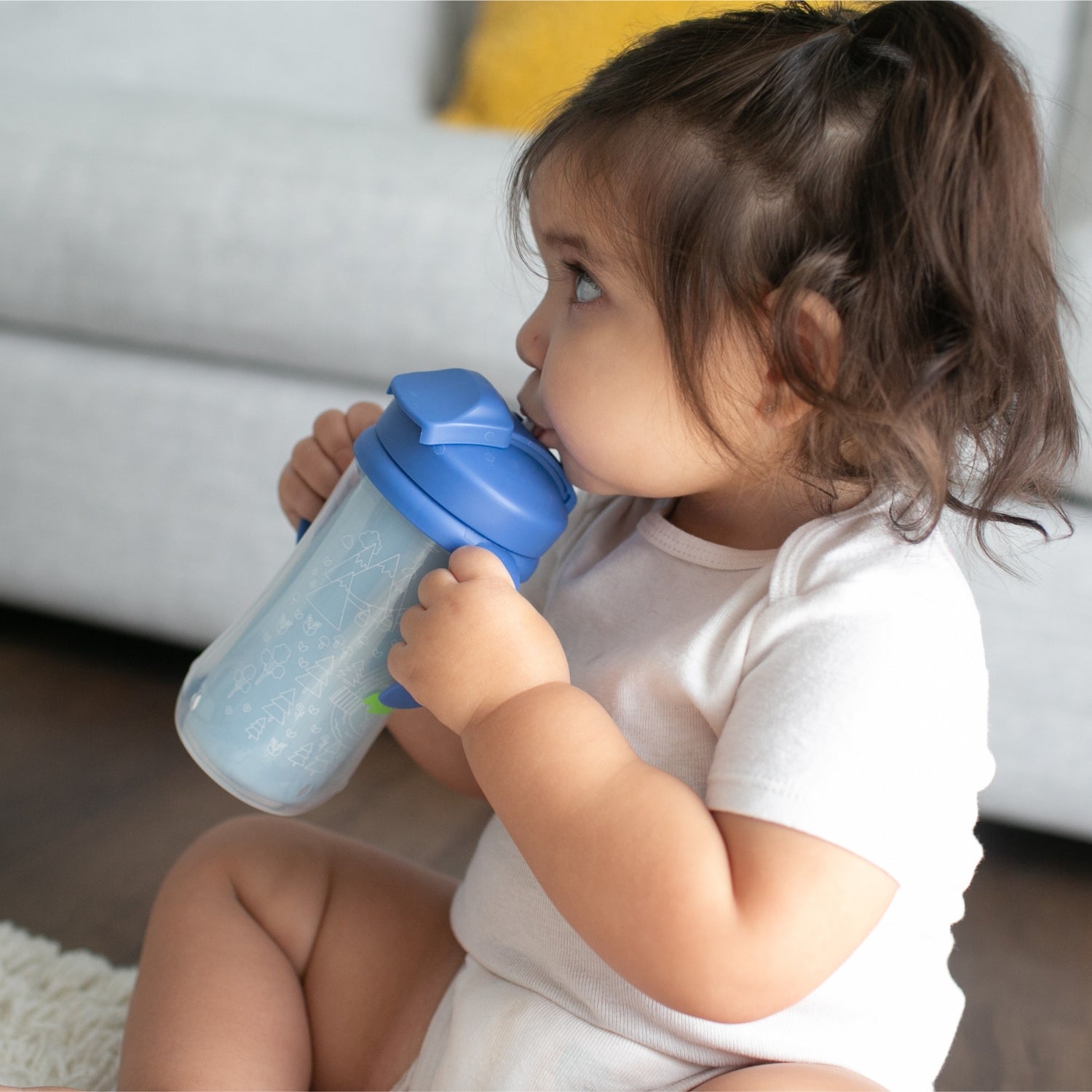 VASO CON CAÑITA 10OZ CON ASAS - Azul