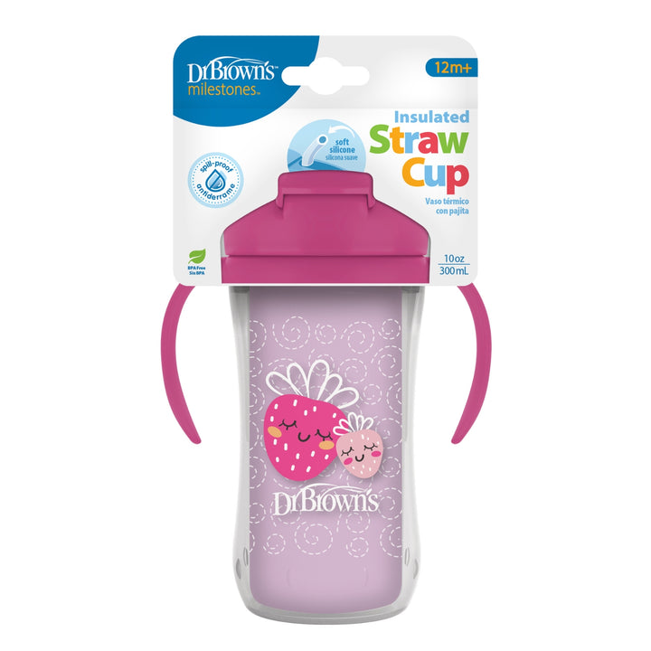 VASO CON CAÑITA 10OZ CON ASAS - Rosado
