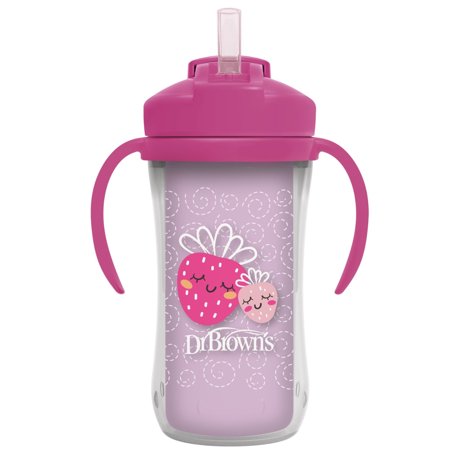 VASO CON CAÑITA 10OZ CON ASAS - Rosado