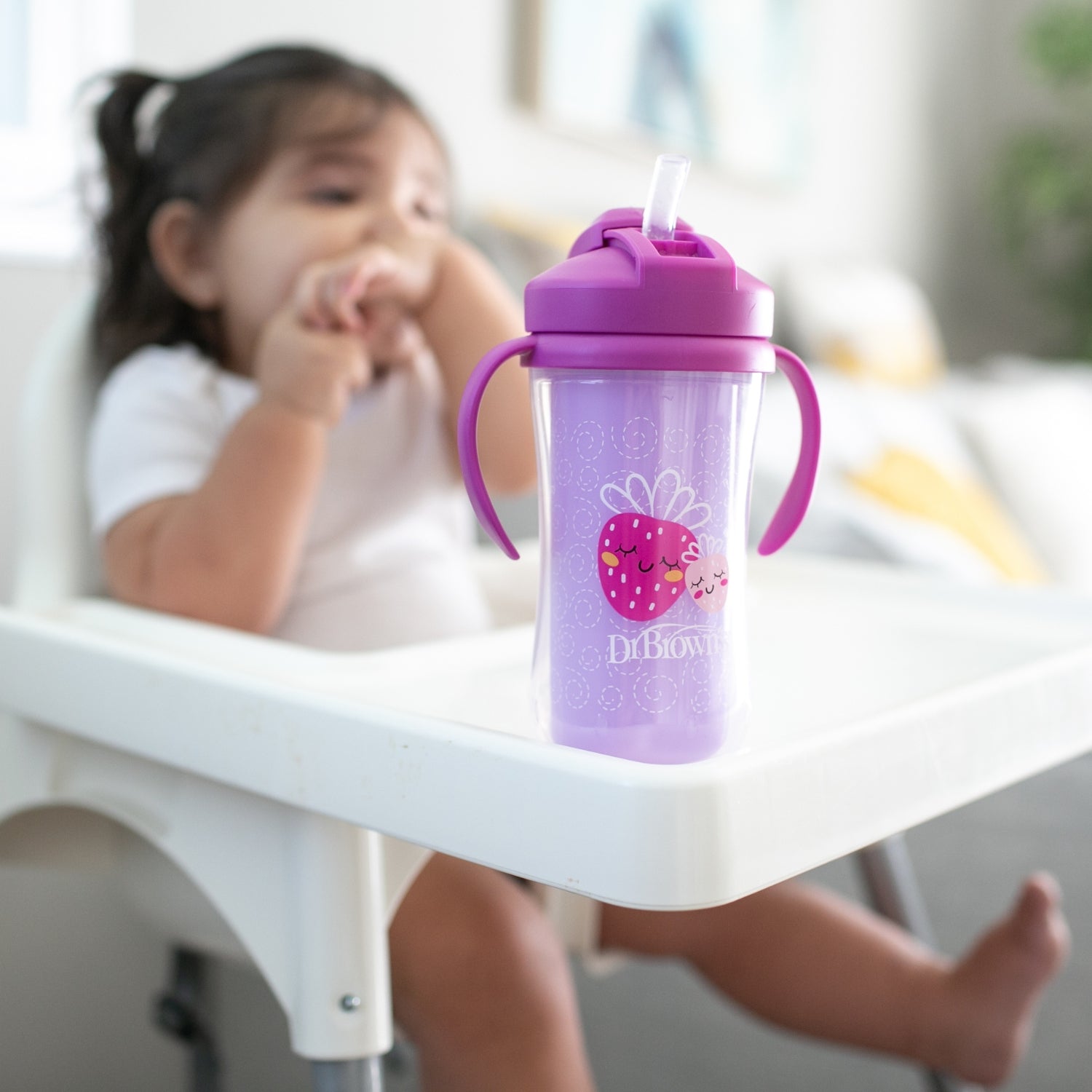 VASO CON CAÑITA 10OZ CON ASAS - Rosado
