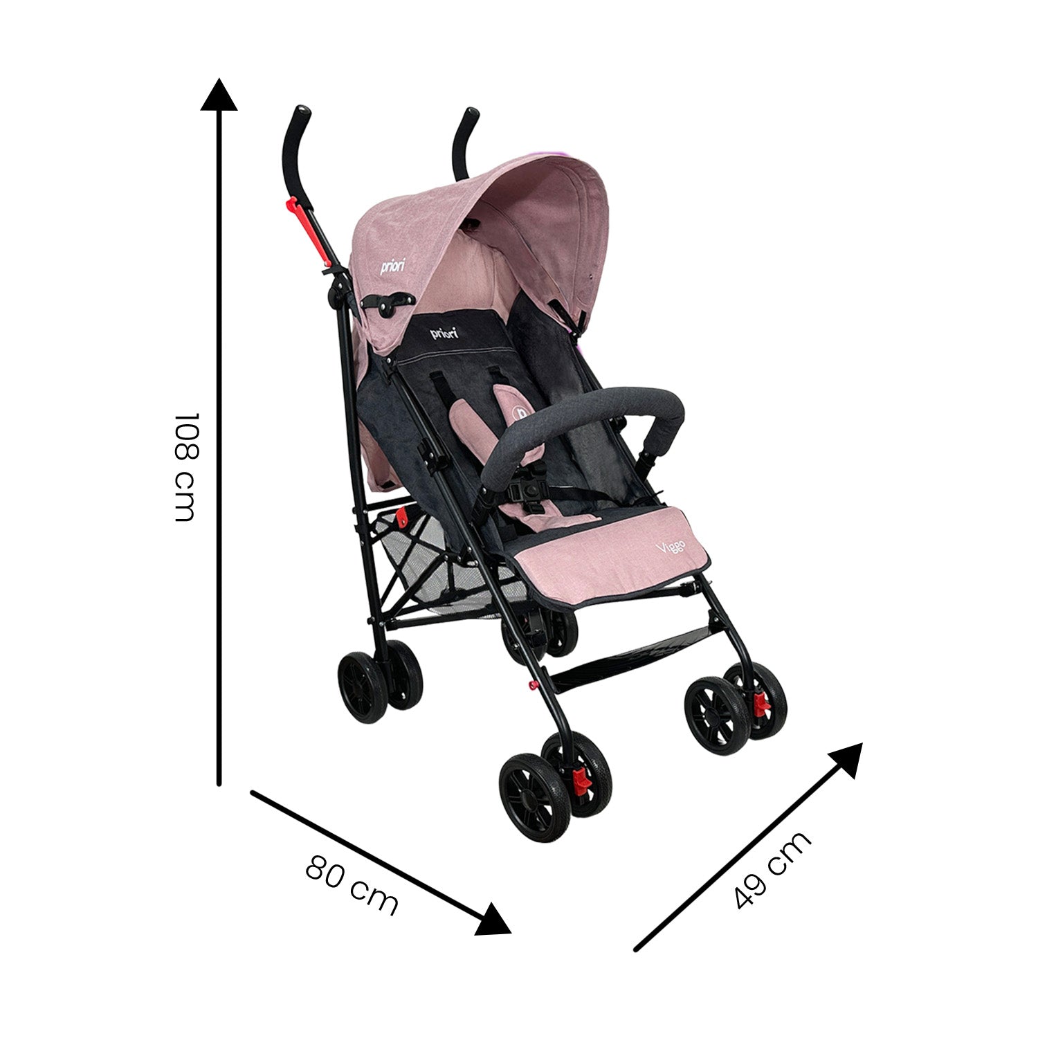 Coche Bastón Para Bebé Priori Viggo Rosa