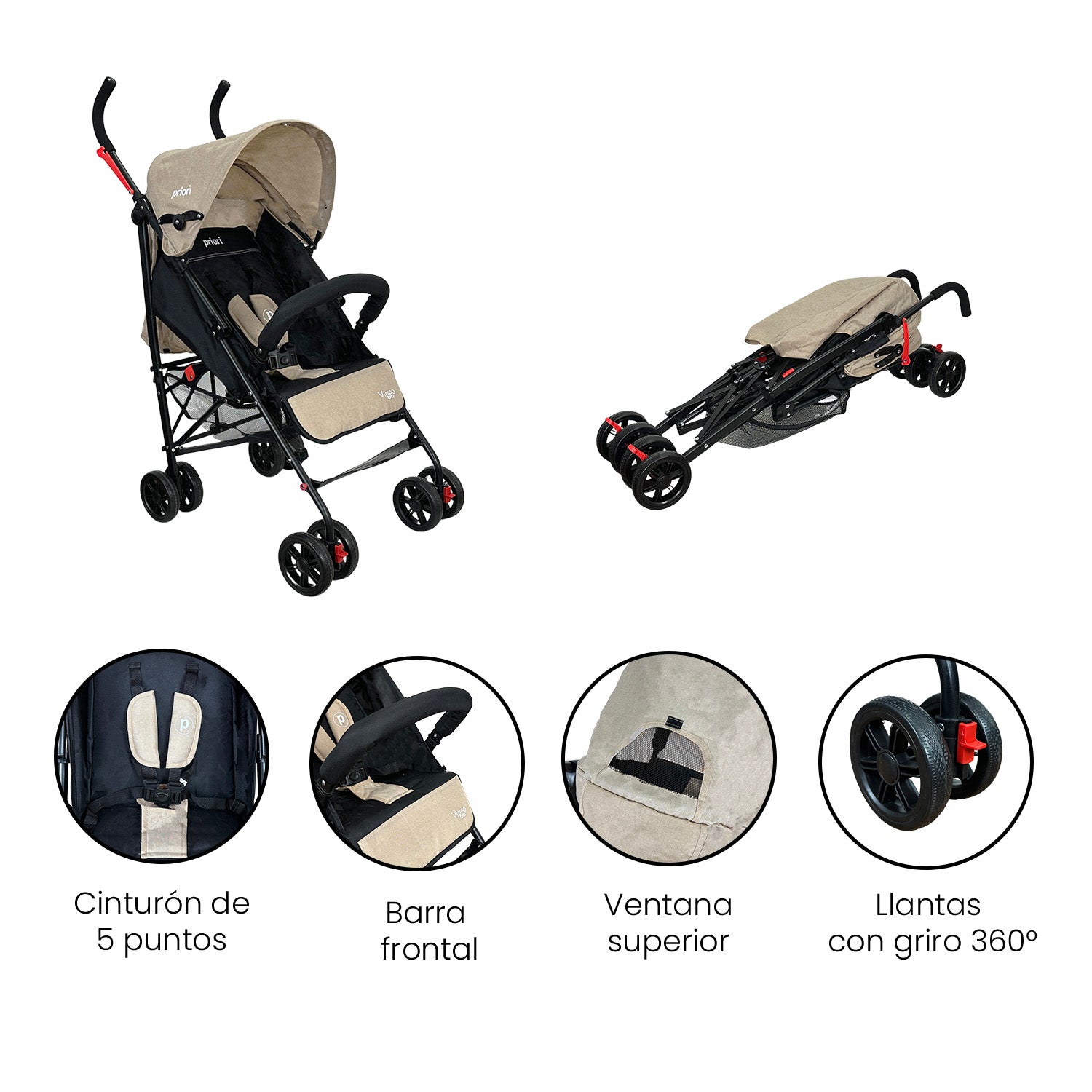 Coche Bastón Para Bebé Priori Viggo Beige