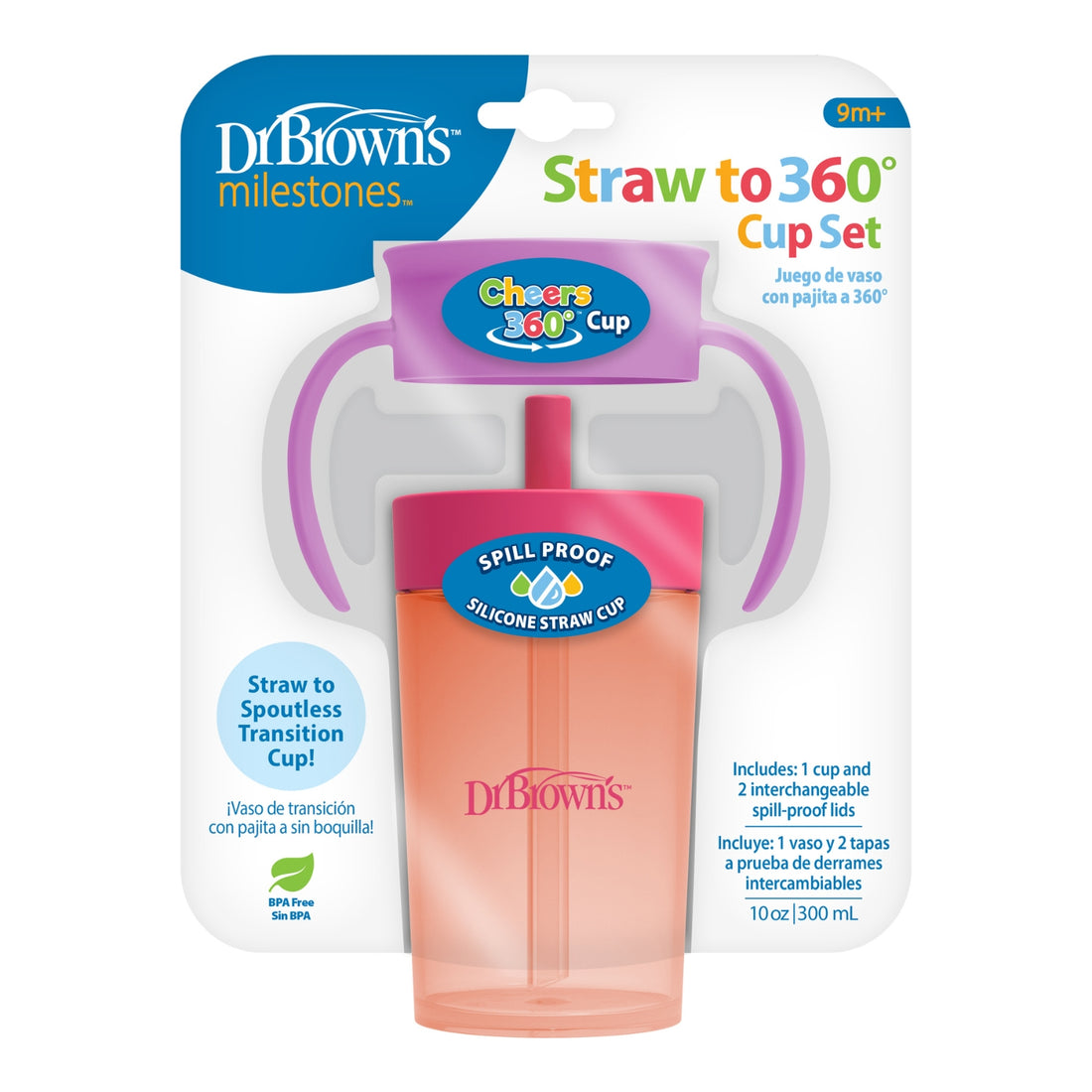 Vaso de Transición, de vaso 360º a Pajita, de 10oz/300ml, Dr browns

