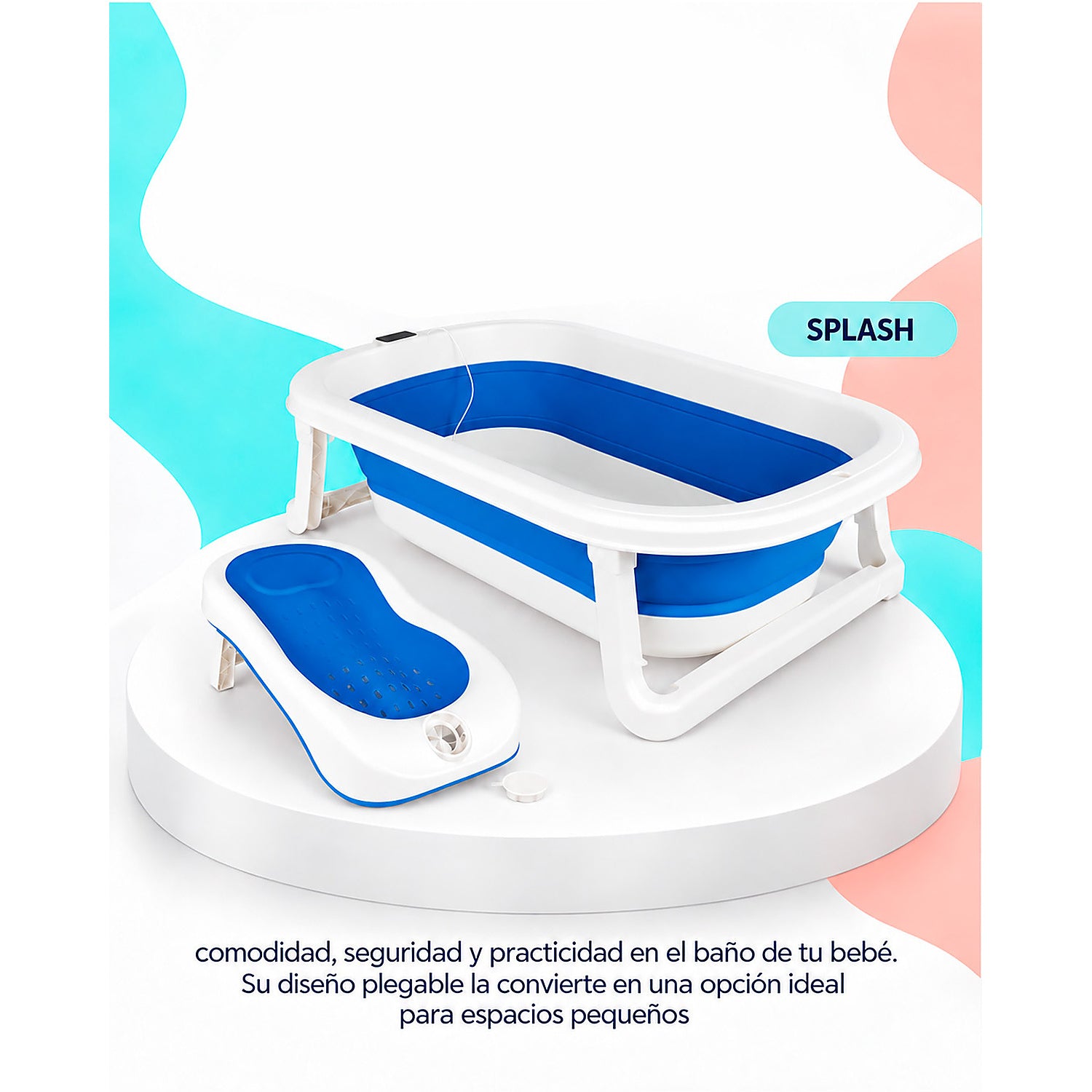 Combo Coche Nova Negro + Bañera Splash Azul + Bouncer Rainforest Vibes