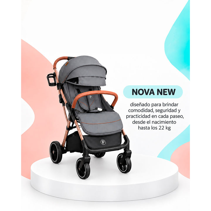 Combo Coche Nova Gris + Bañera Splash Gris + Bouncer Safari Fun