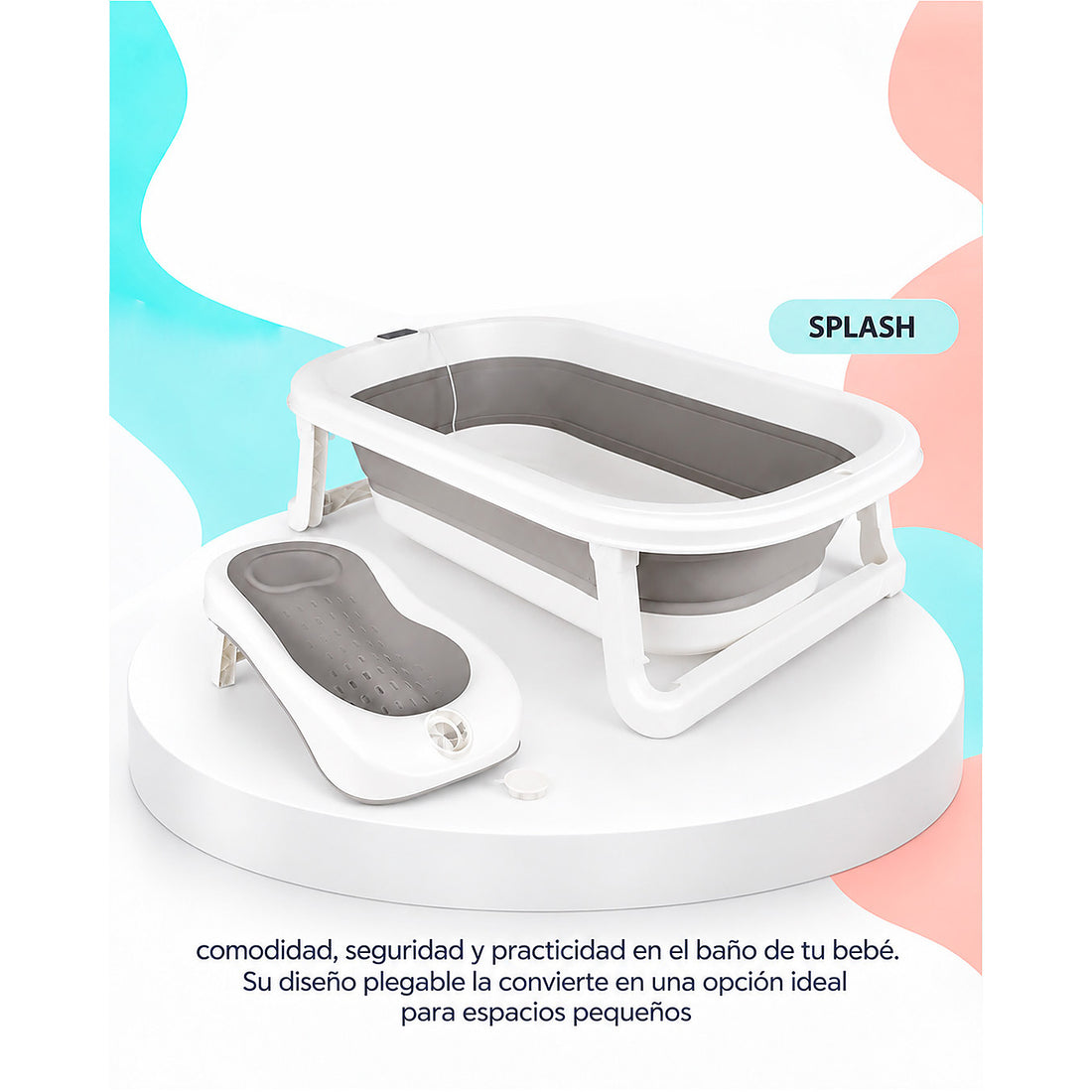 Combo Coche Nova Gris + Bañera Splash Gris + Bouncer Safari Fun