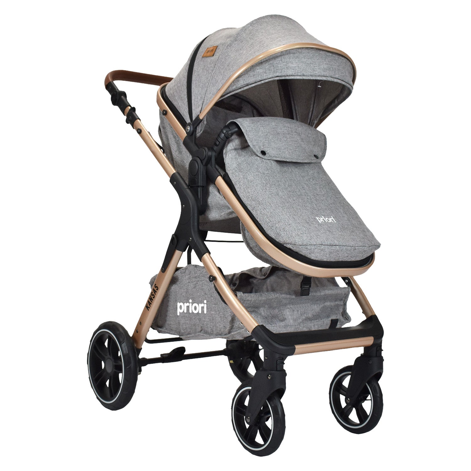 coche para bebe tipo moisés compacto kansas priori gris 1