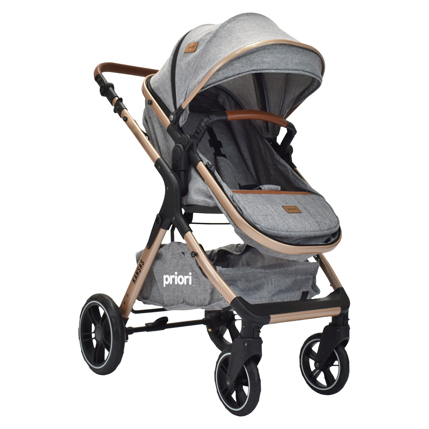 coche para bebe tipo moisés compacto kansas priori gris 2