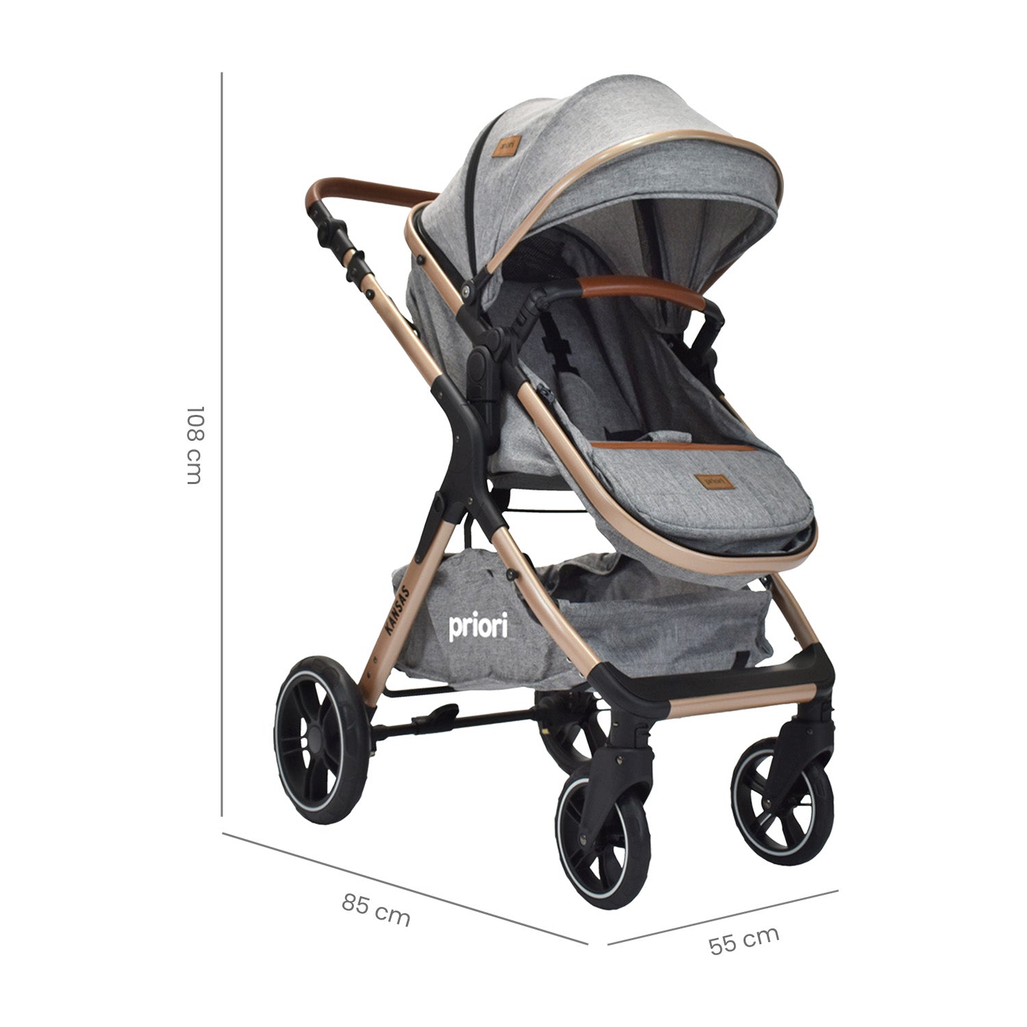coche para bebe tipo moisés compacto kansas priori gris 8