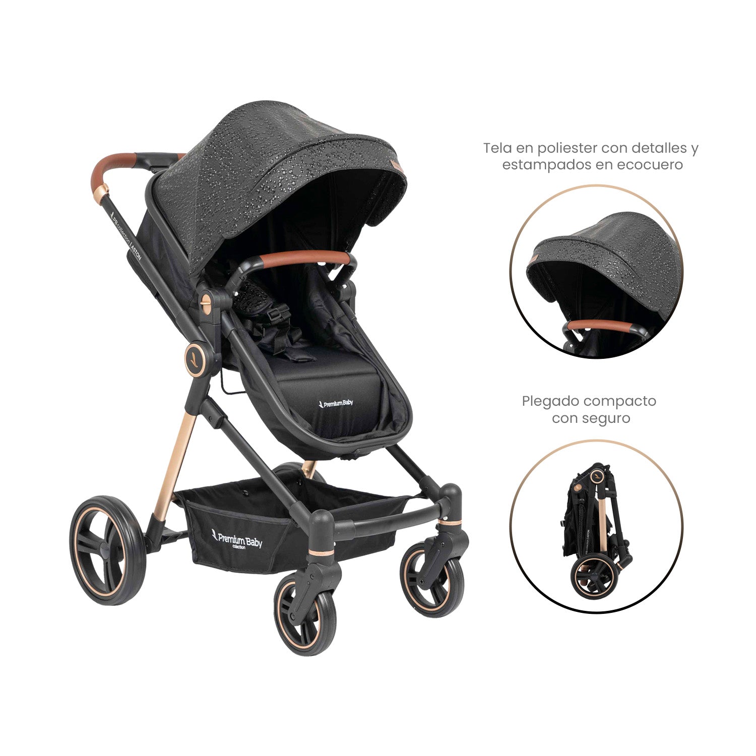 Coche para bebe moises aston negro burbujas 6