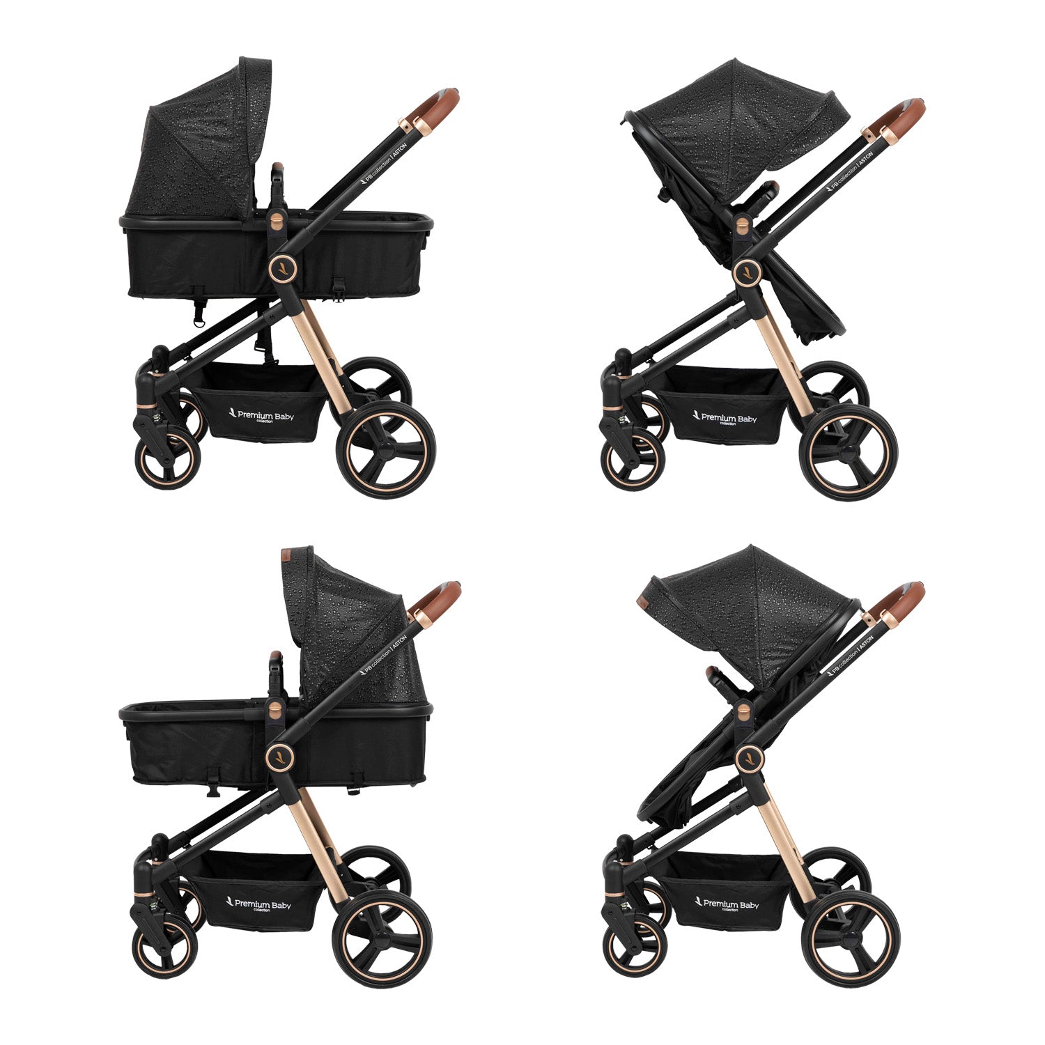 Coche para bebe moises aston negro burbujas 8