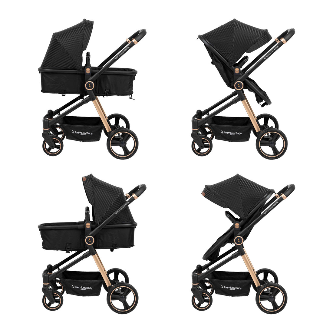 Coche para bebe moises aston negro lineas 8