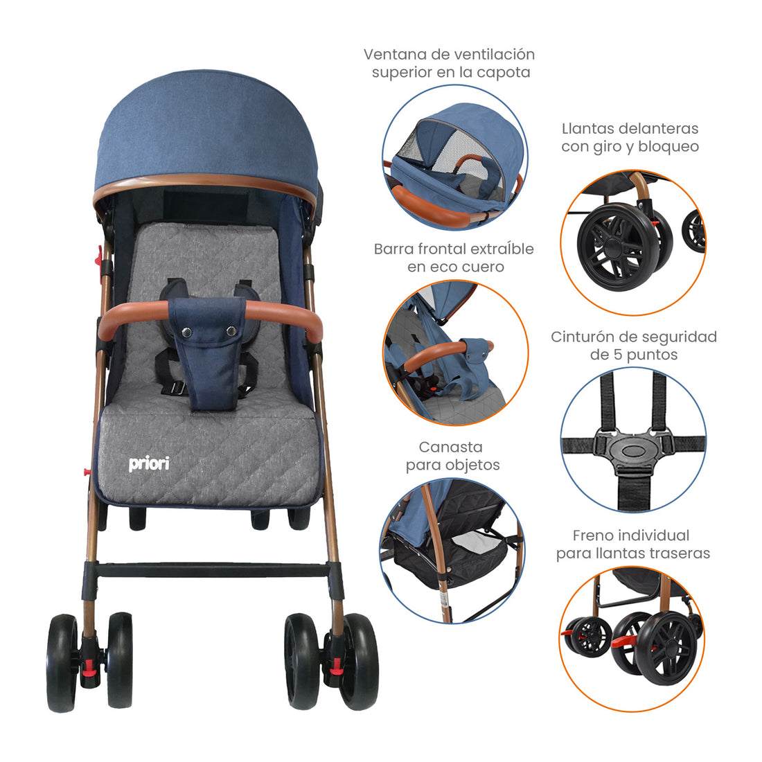 coche para bebe paseador ultracompacto park azul 6