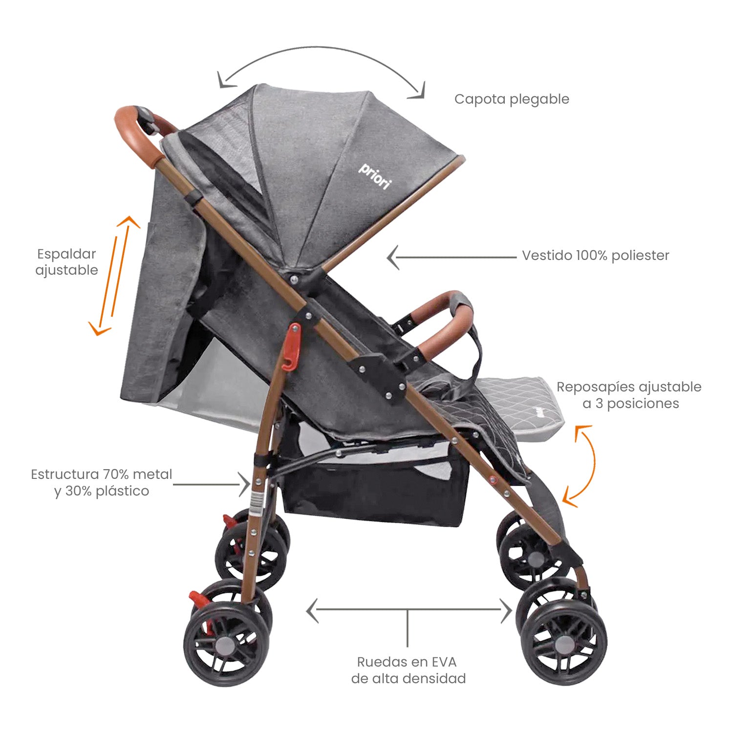 coche para bebe paseador ultracompacto park gris 5