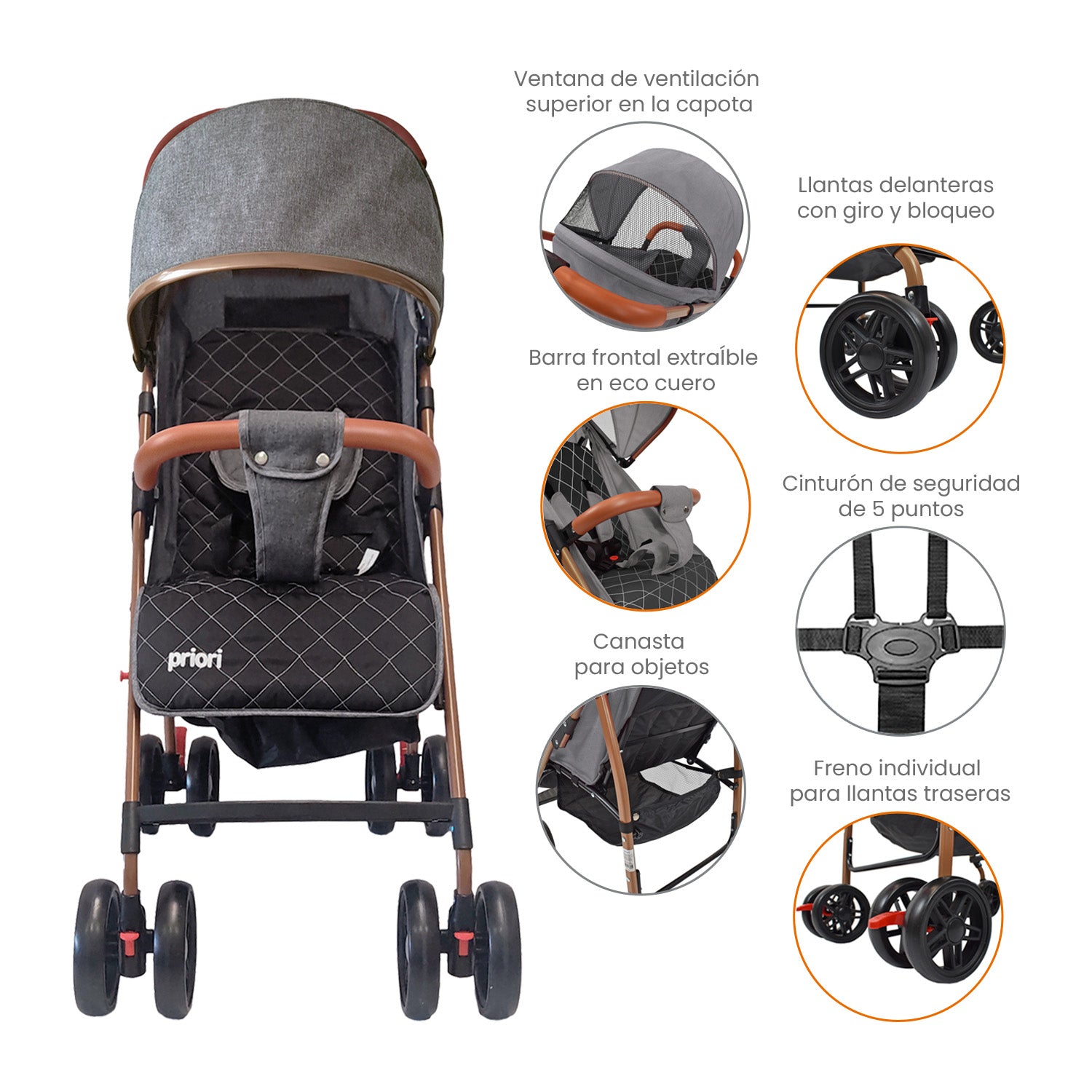 coche para bebe paseador ultracompacto park gris 6