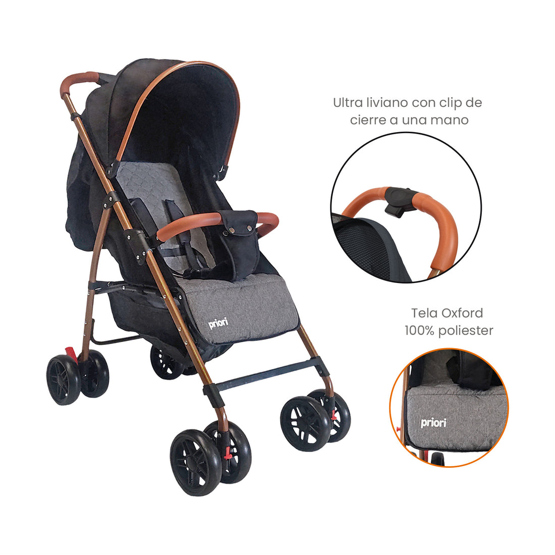 coche para bebe paseador ultracompacto park negro 4