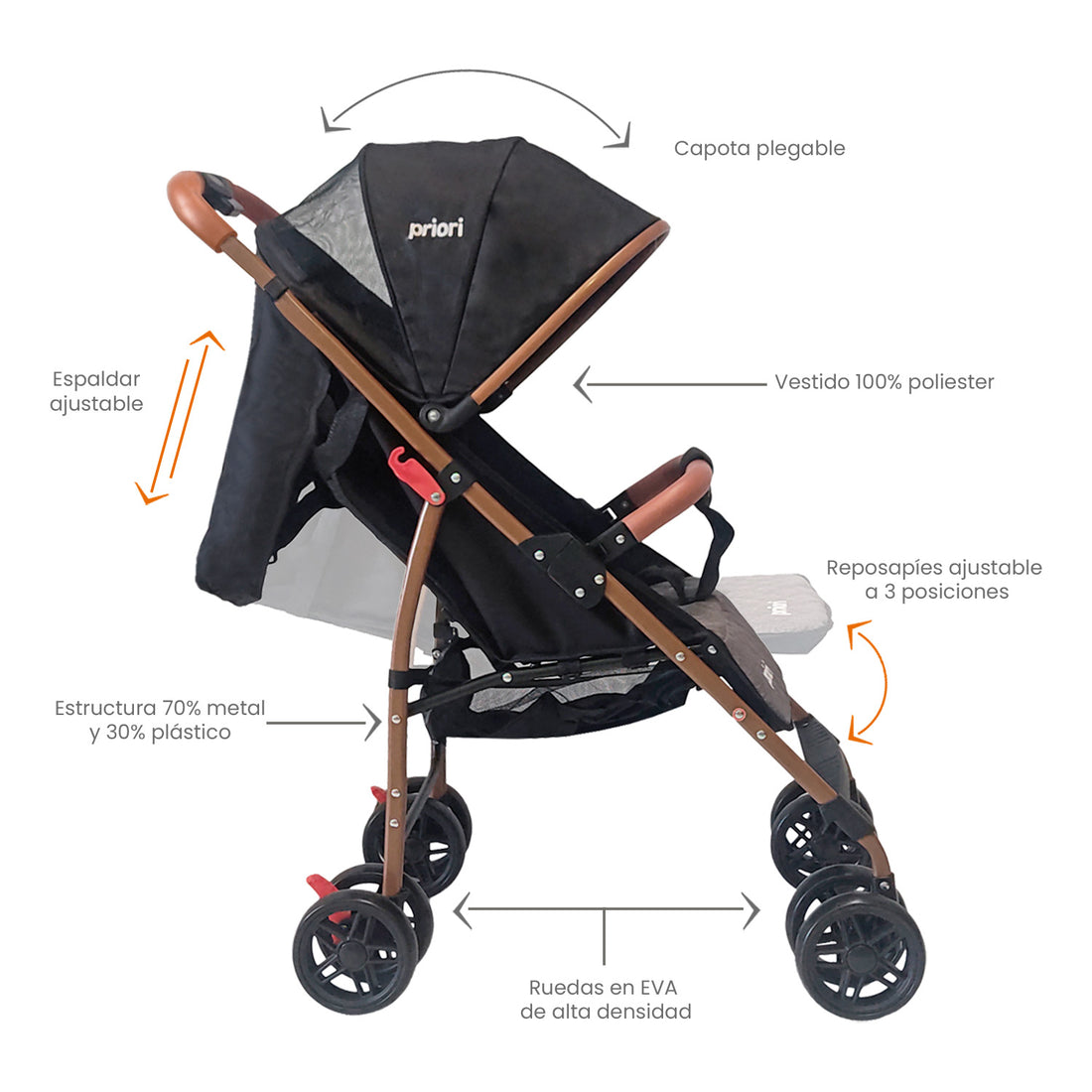 coche para bebe paseador ultracompacto park negro 5