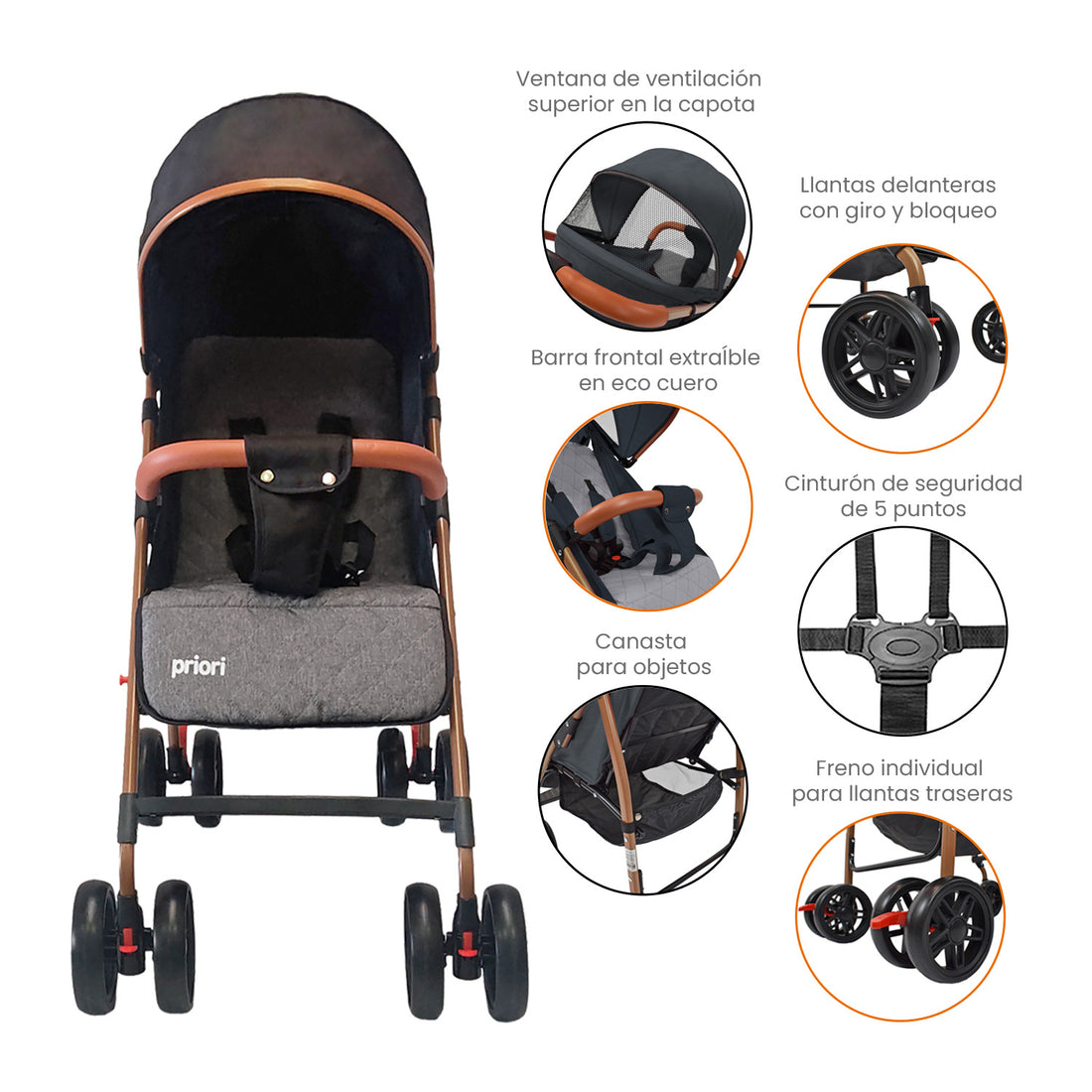 coche para bebe paseador ultracompacto park negro 6