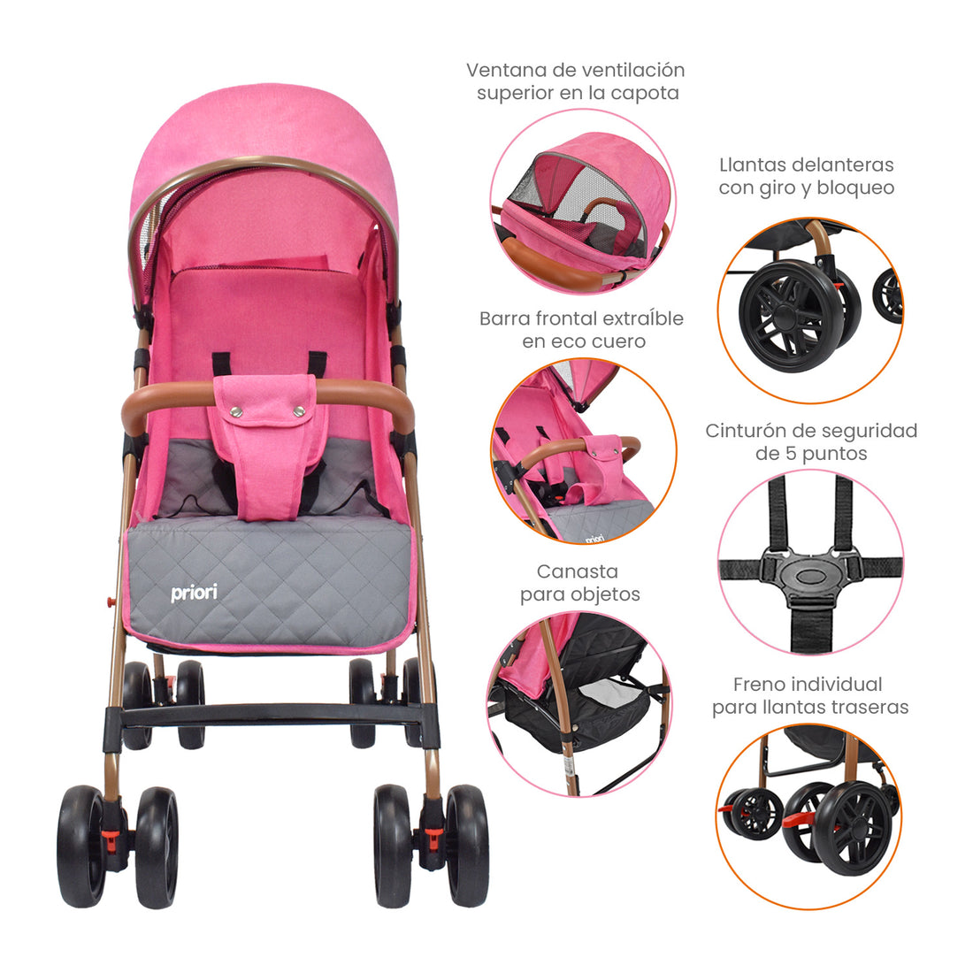 coche para bebe paseador ultracompacto park rosa