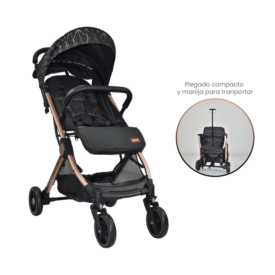 coche para bebe tipo maleta compacto priori argus dorado 6