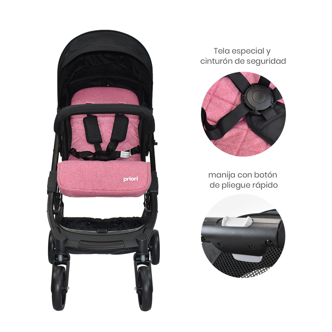 coche para bebe tipo maleta compacto priori argus rosa 3