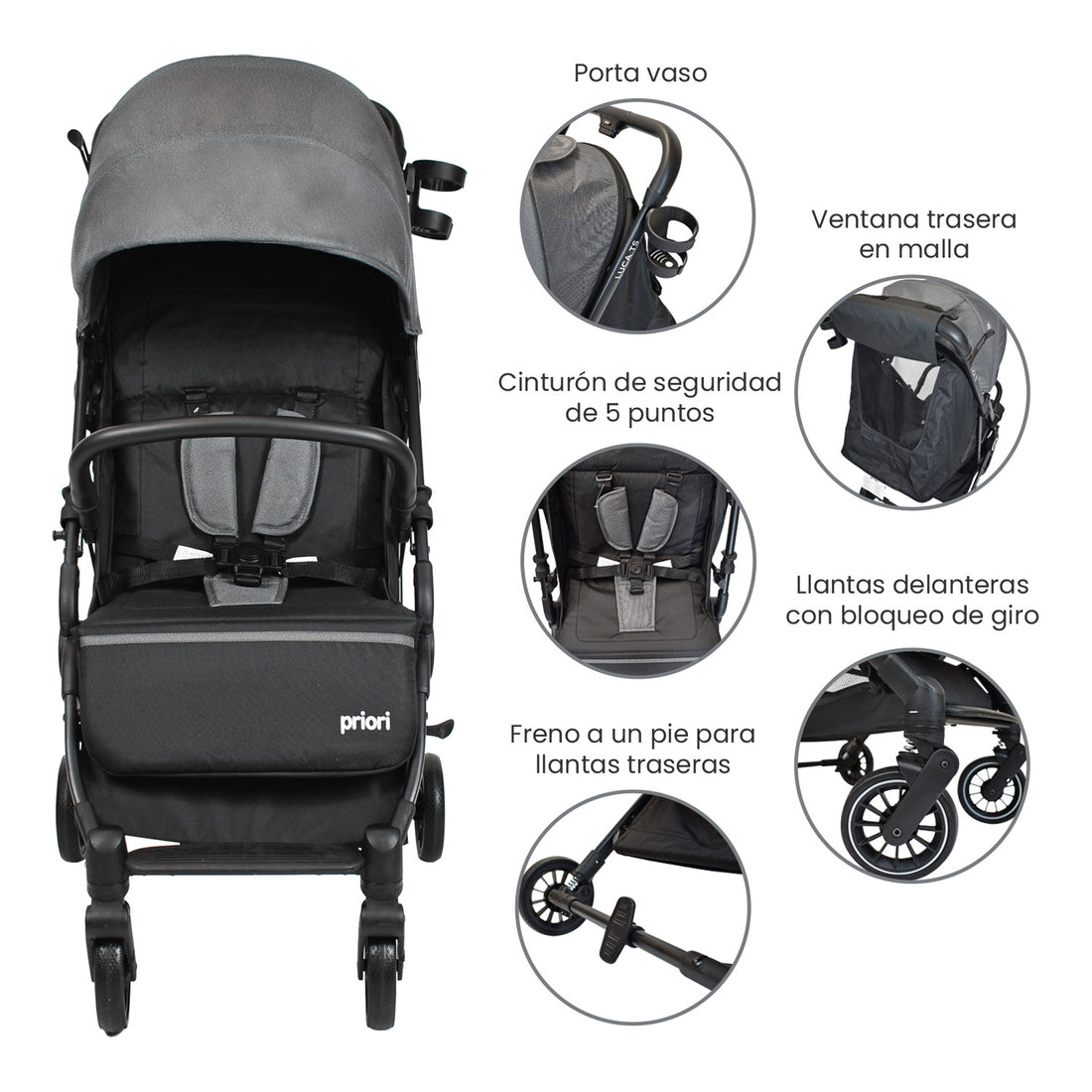 coche bebé tipo maleta priori luca CS Gris