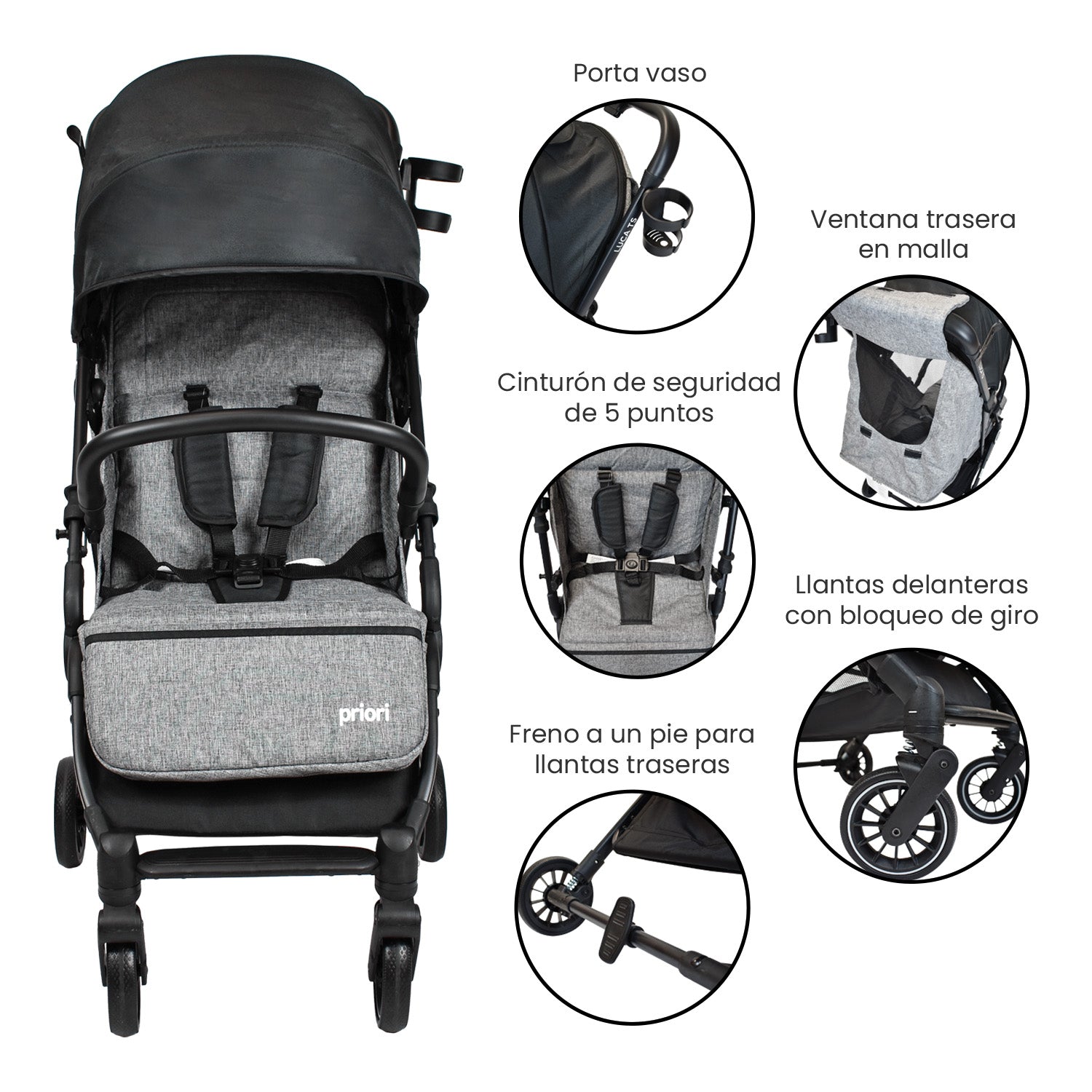 coche bebé tipo maleta priori luca CS negro