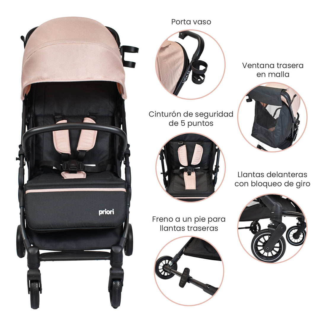 coche bebé tipo maleta priori luca CS rosa