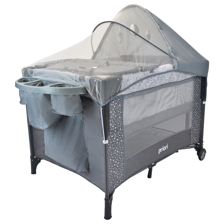 Cuna corral bebe Ariel octopus gris 