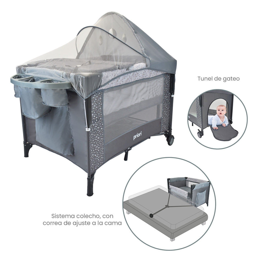 Cuna corral bebe ariel octopus gris 4
