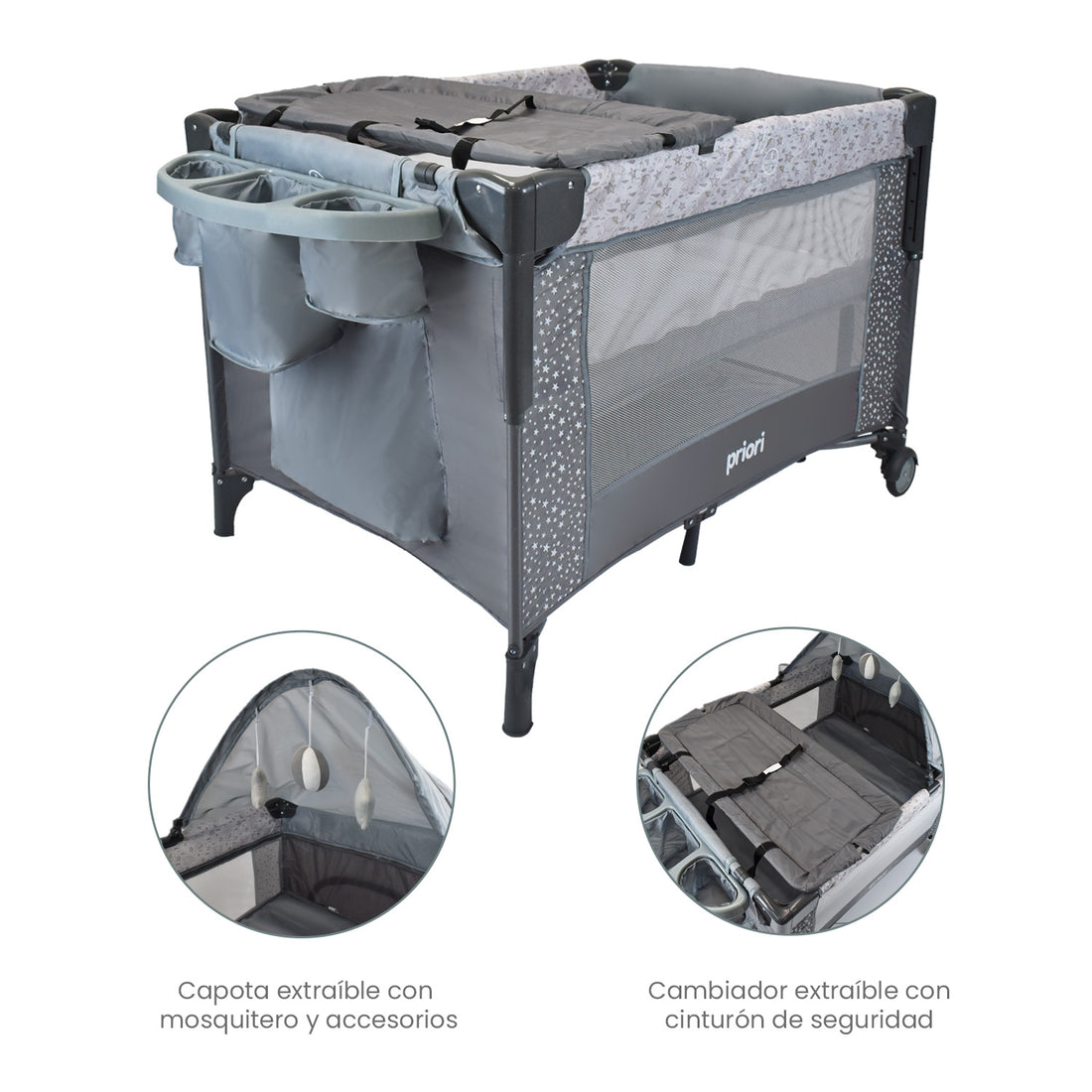 Cuna corral bebe ariel octopus gris 5
