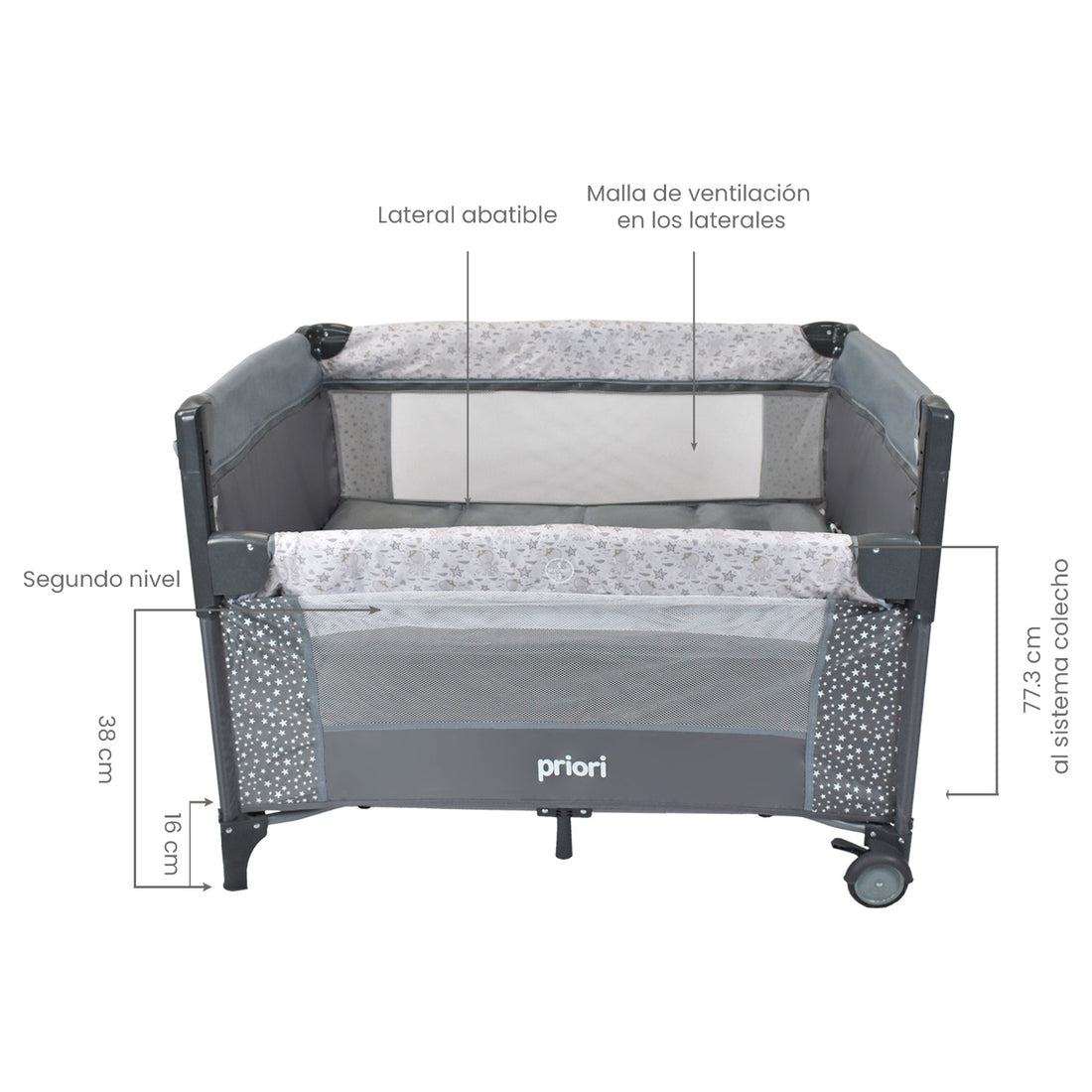Cuna corral bebe ariel octopus gris 6
