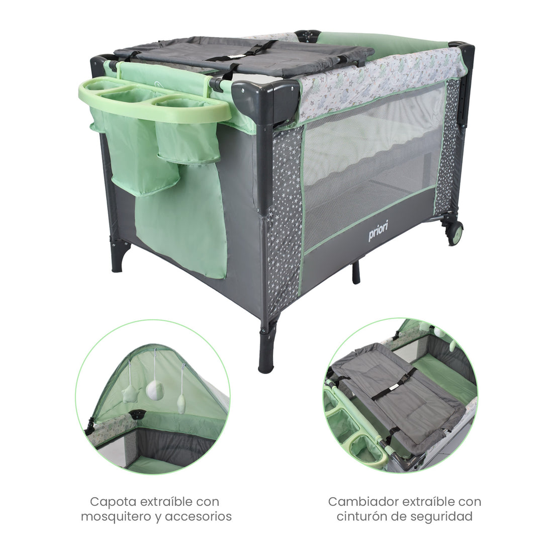 Cuna corral bebé colecho ariel verde 5 