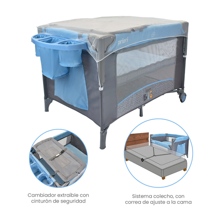 Cuna corral para bebe colecho avanti dream azul 2
