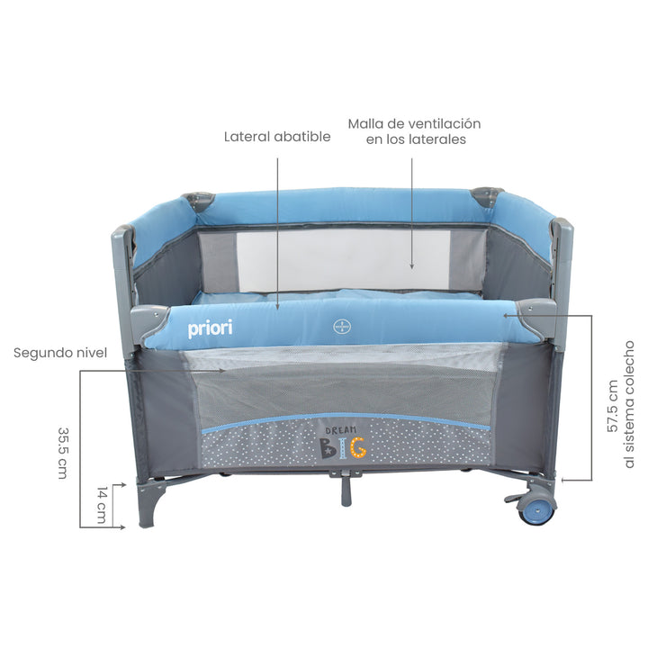 Cuna corral para bebe colecho avanti dream azul 3
