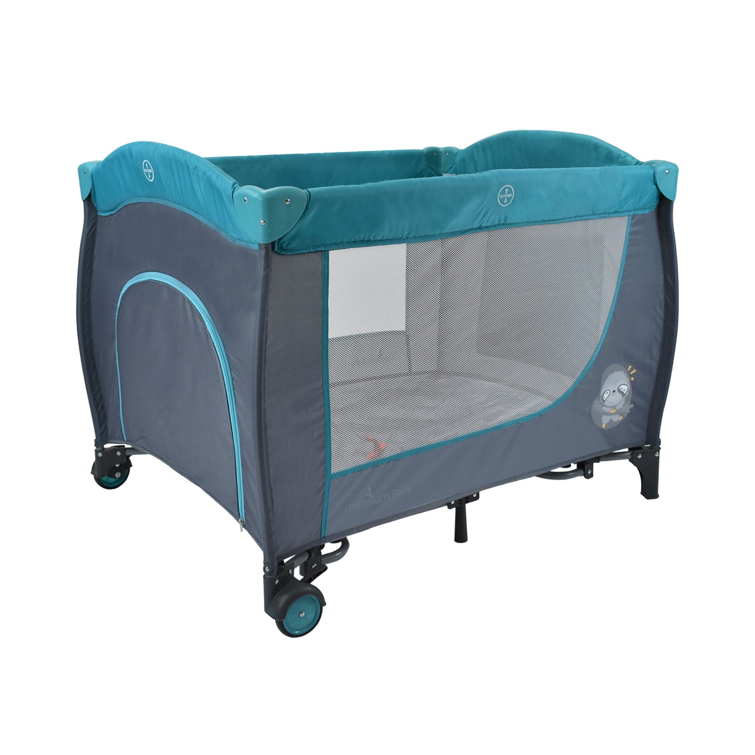 Cuna corral bebé con mecedora napoles turquesa 1