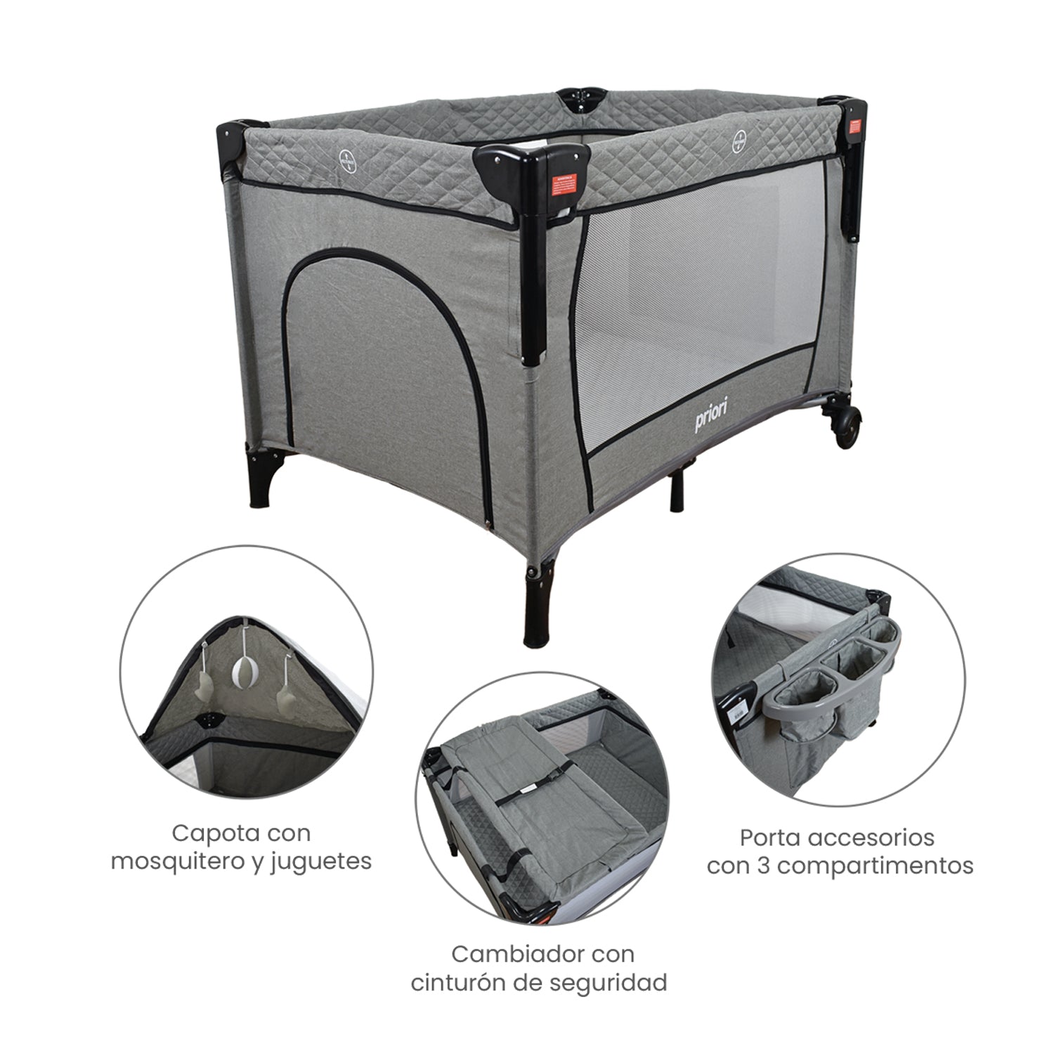 cuna corral colecho priori pro max gris