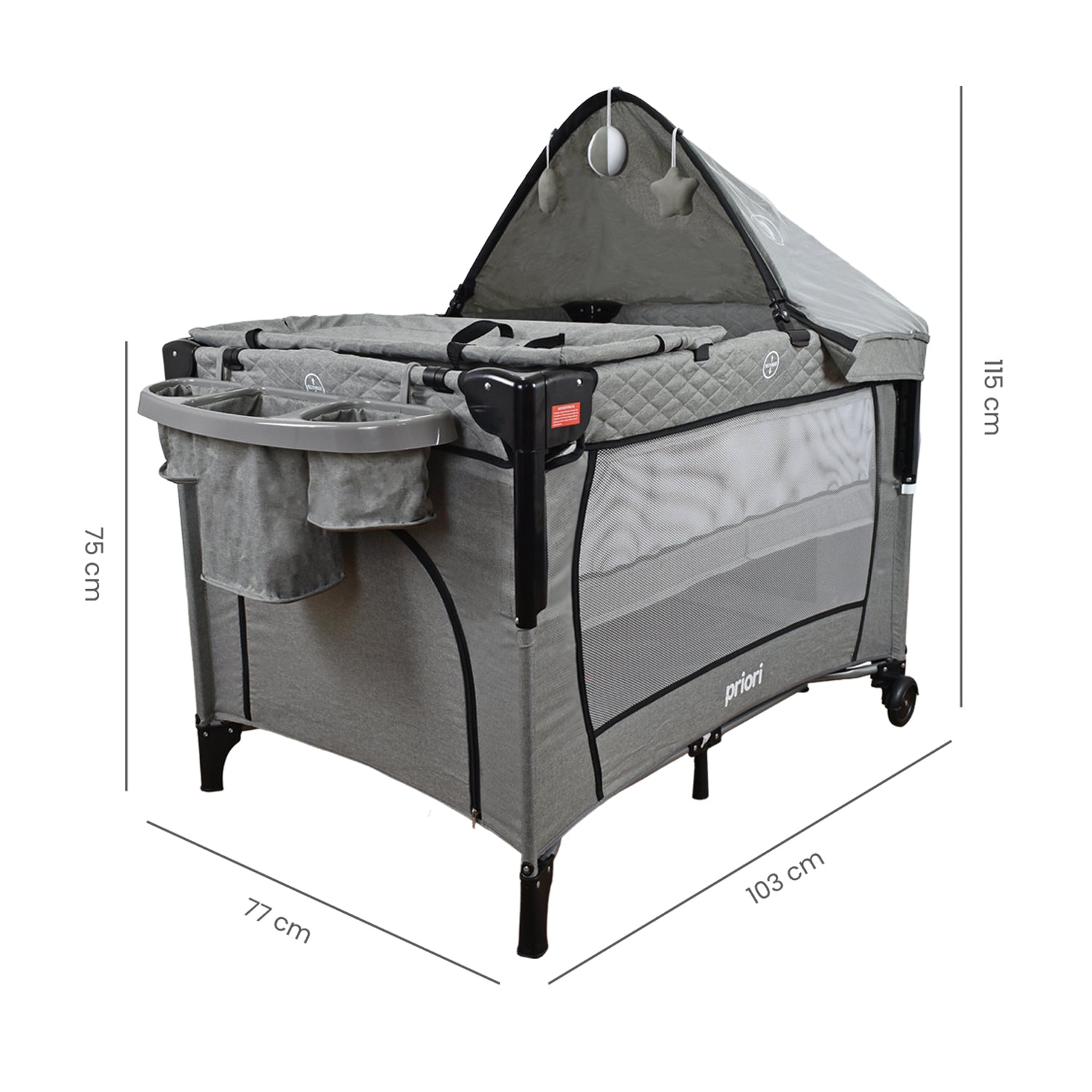 cuna corral colecho priori pro max gris