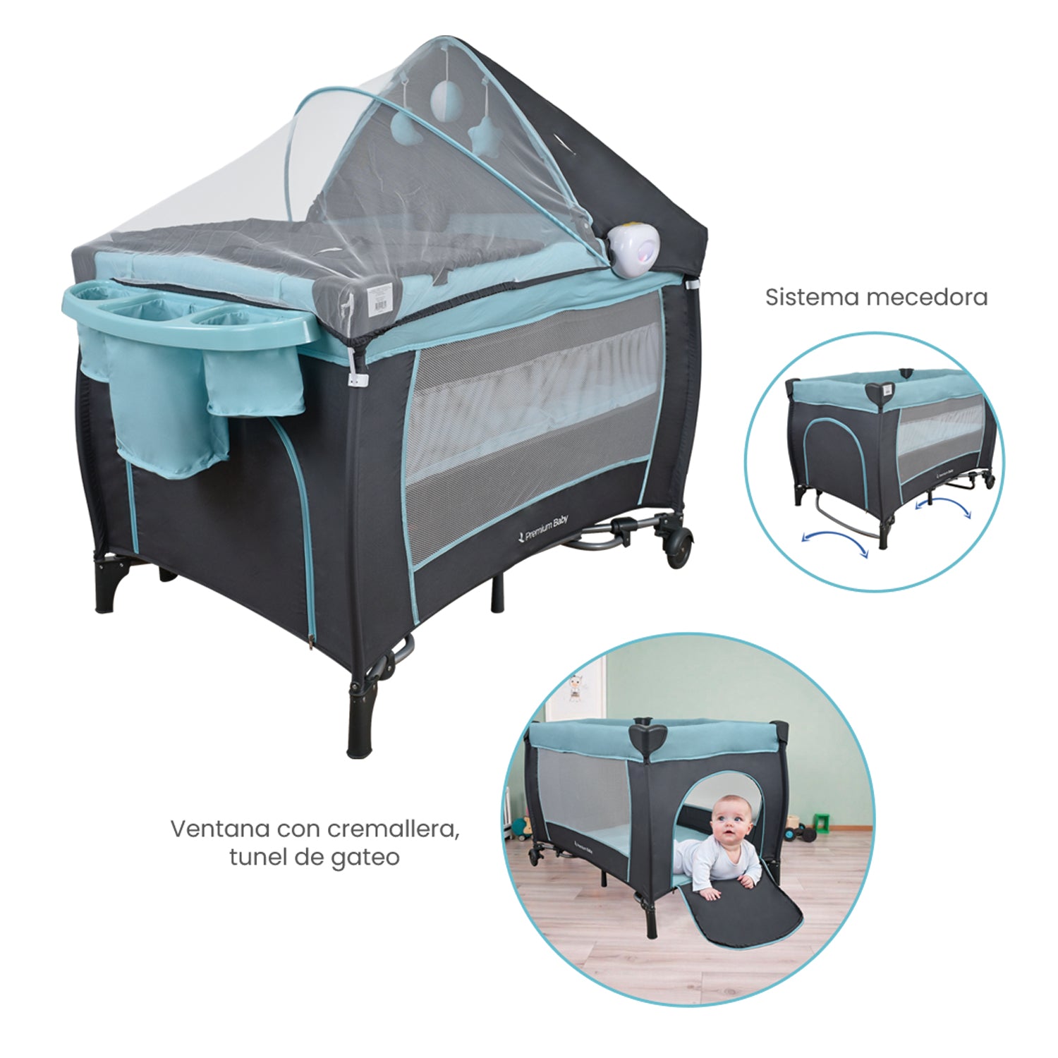 cuna mecedora bebe napoles celeste