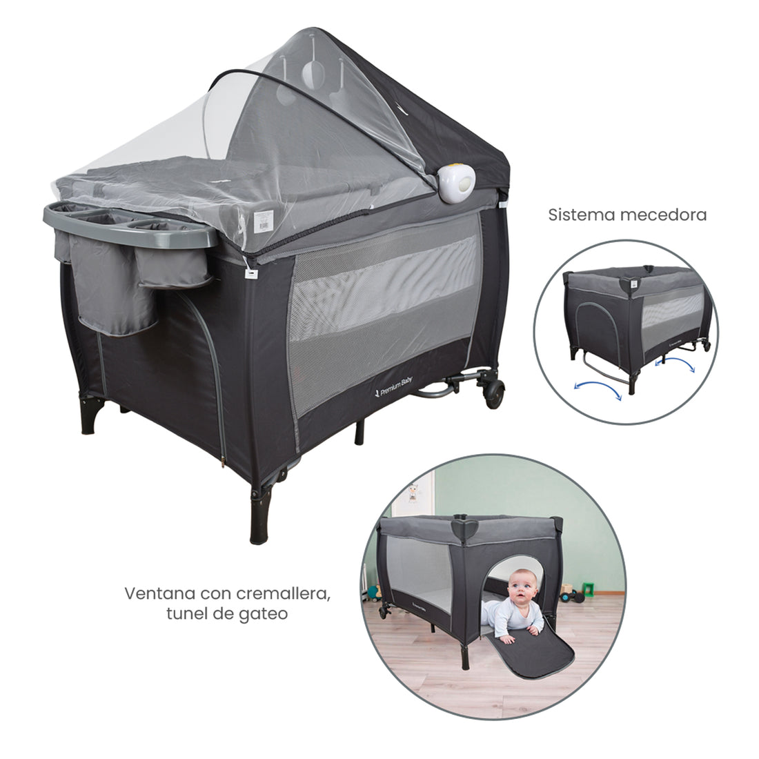 cuna mecedora bebe napoles gris
