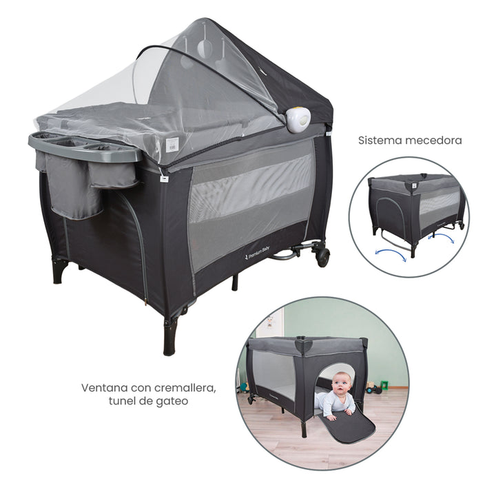 cuna mecedora bebe napoles gris
