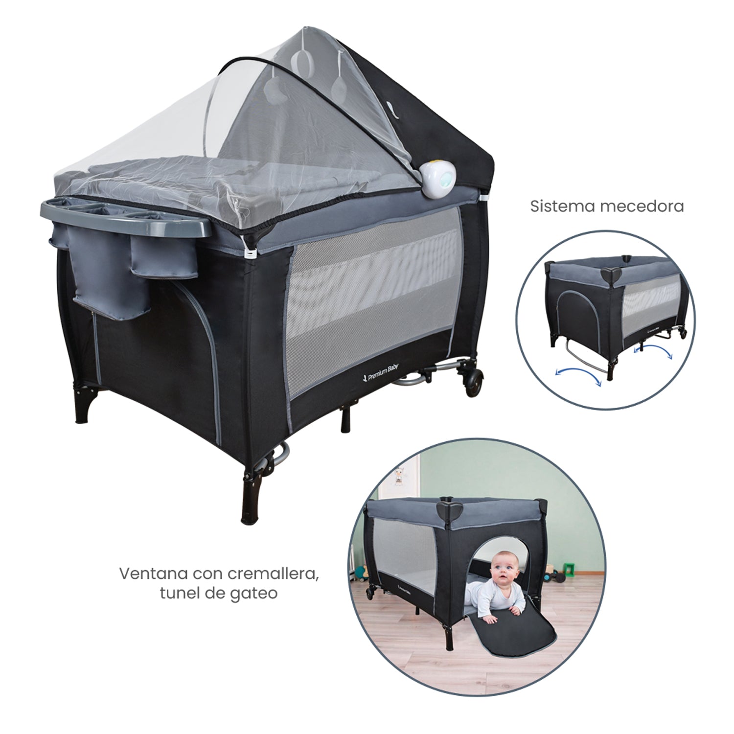 cuna mecedora bebe napoles negro