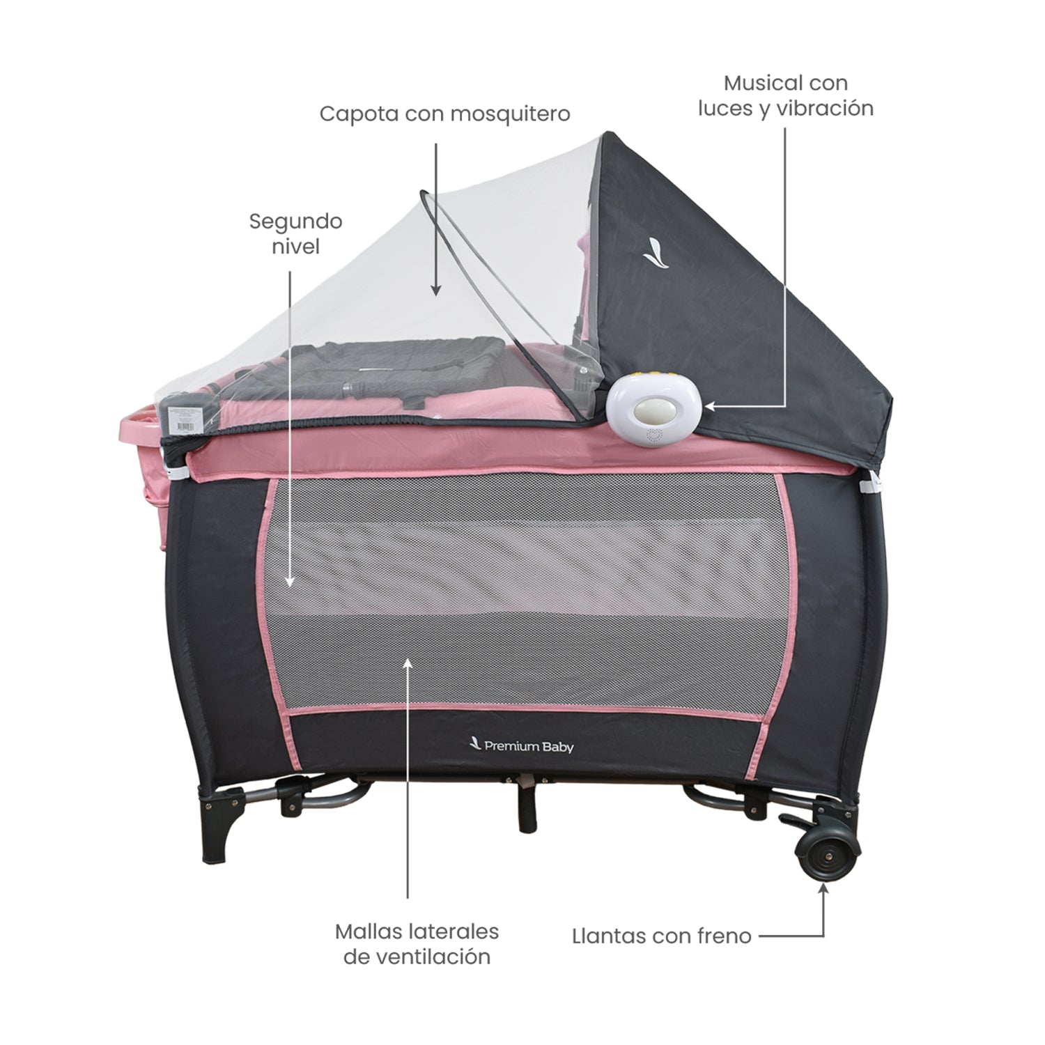 cuna mecedora bebe napoles rosa