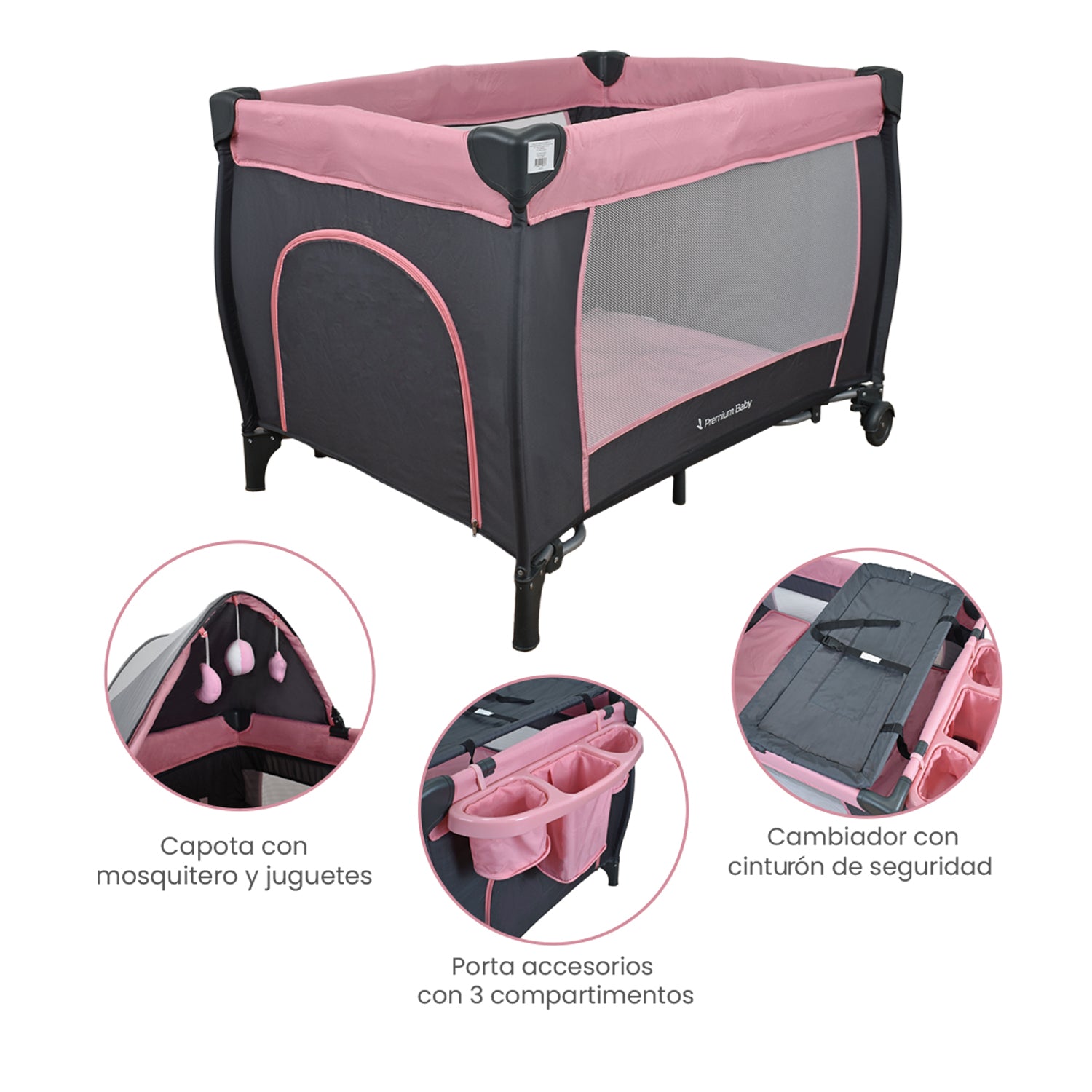 cuna mecedora bebe napoles rosa