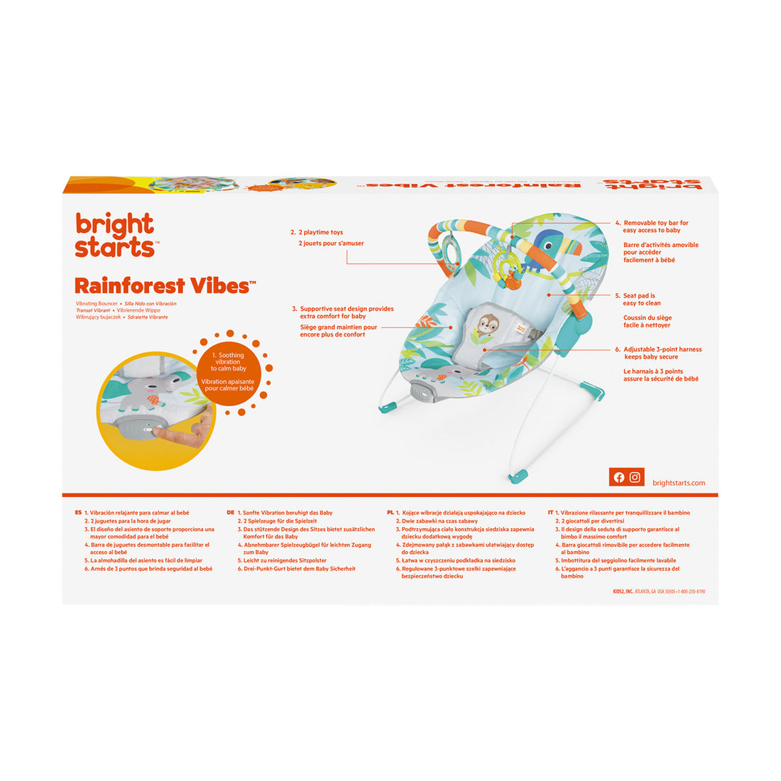 silla mecedora para bebe electrica con sistema de vibración bright starts 12227 