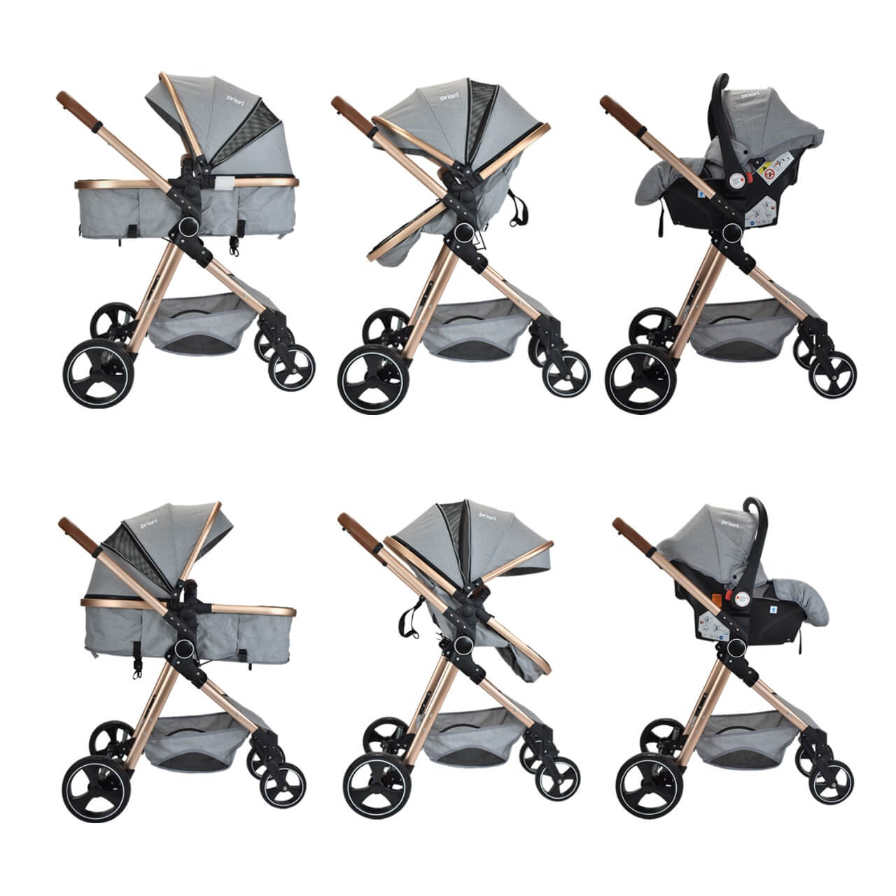 Coche Bebe Moises Compacto Con Portabebe Priori Mike Ts Rosa