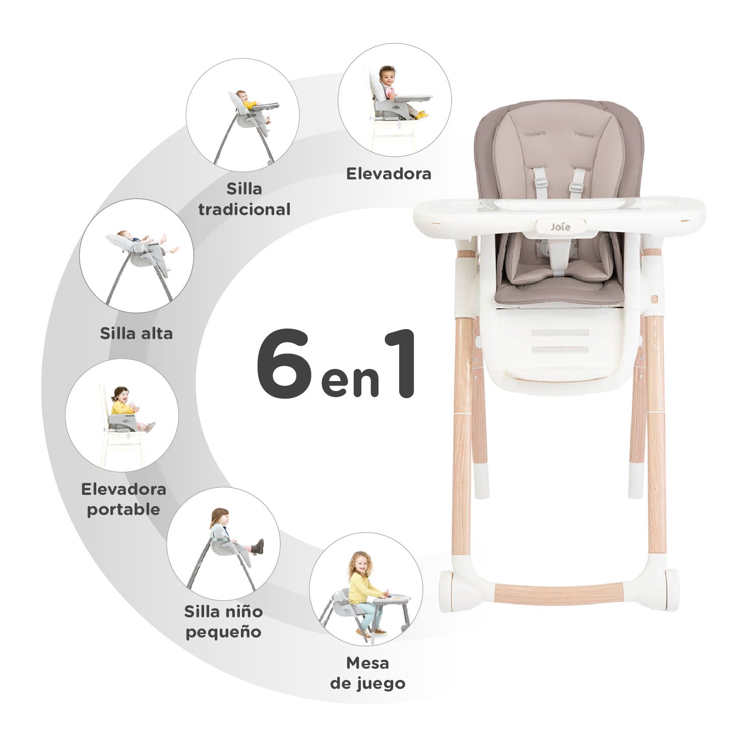 comedor para bebe 6 en 1 joie multiply walnut wood