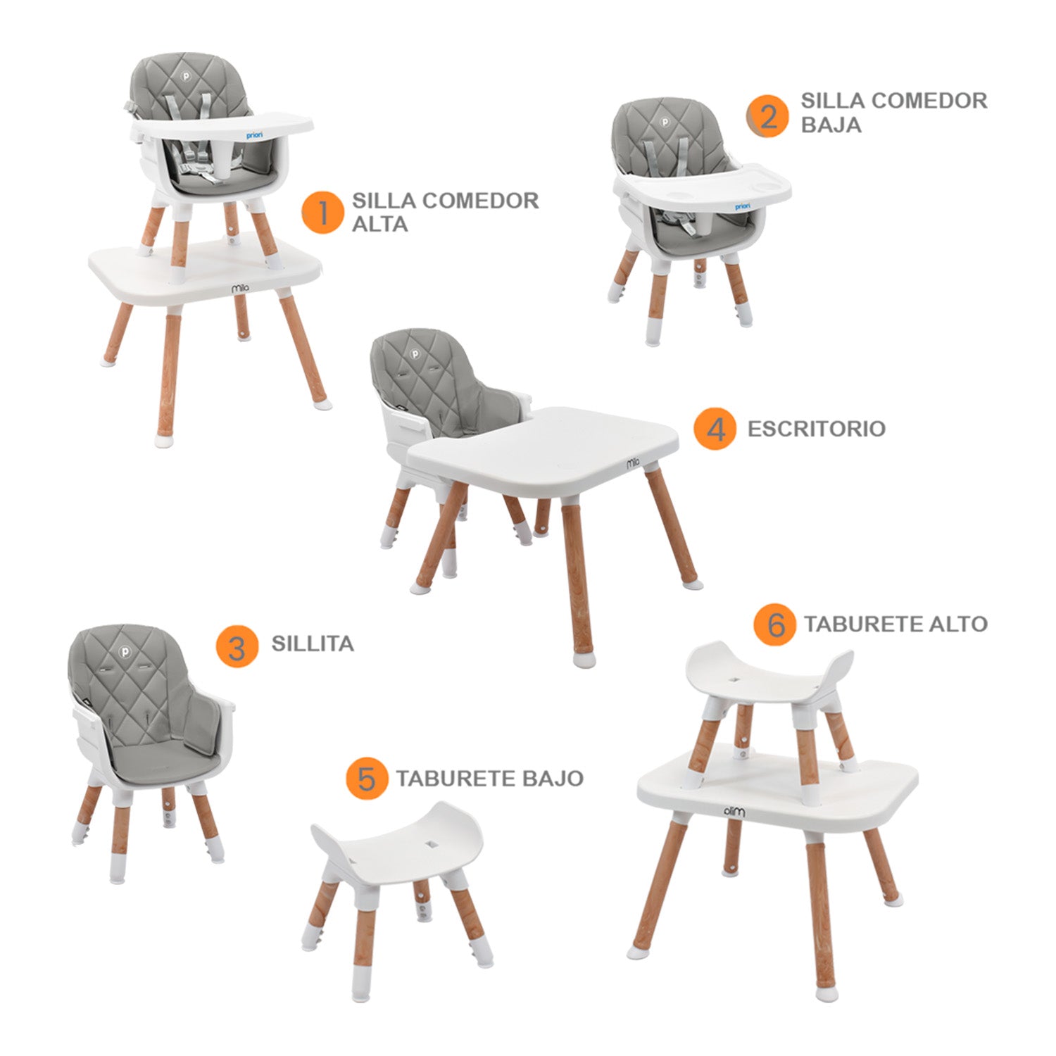 silla de comer bb 6 en 1 priori mila 