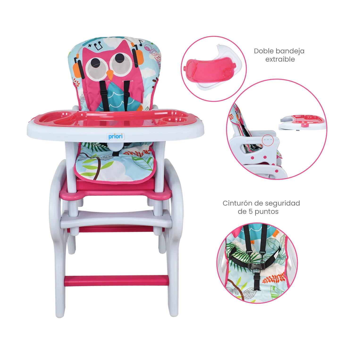 Silla de comer para bb PCM 10 pink odell